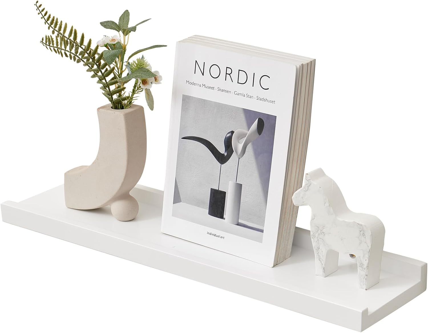 White Floating Shelves Natural Wood Wall Mounted Display Picture Ledge Shelf Oak Wall Shelf for Home Office Living Room Bedroom Wall Storage Shelf 6X24 inch White 6X24inch