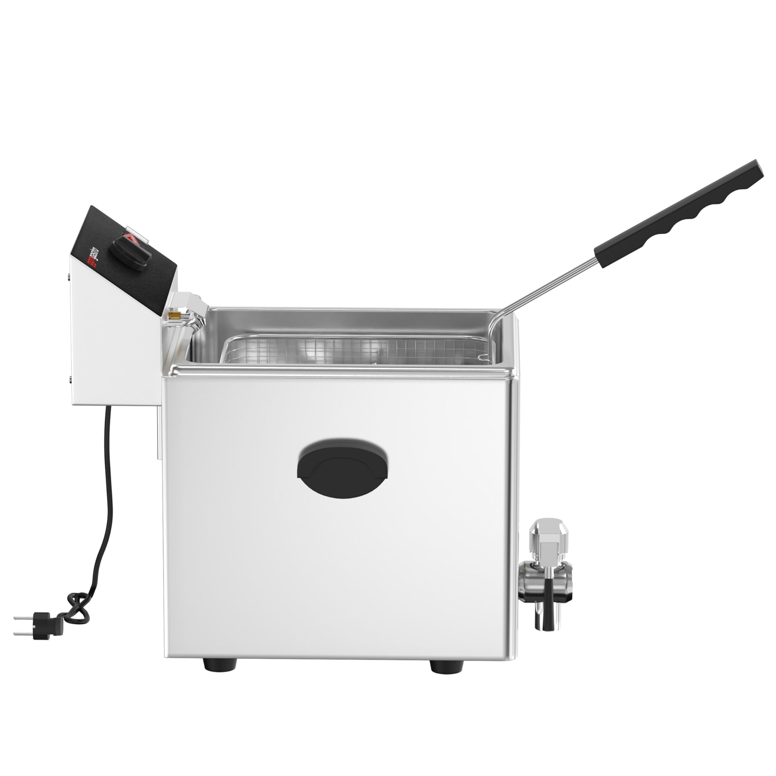 GGM Gastro Elektro Fritteuse 8 L 3,25 kW mit Ablasshahn | Professionelle Edelstahl-Bauweise, leichte Reinigung, integriertes Ablassventil, für den Dauereinsatz, sofort einsatzbereit