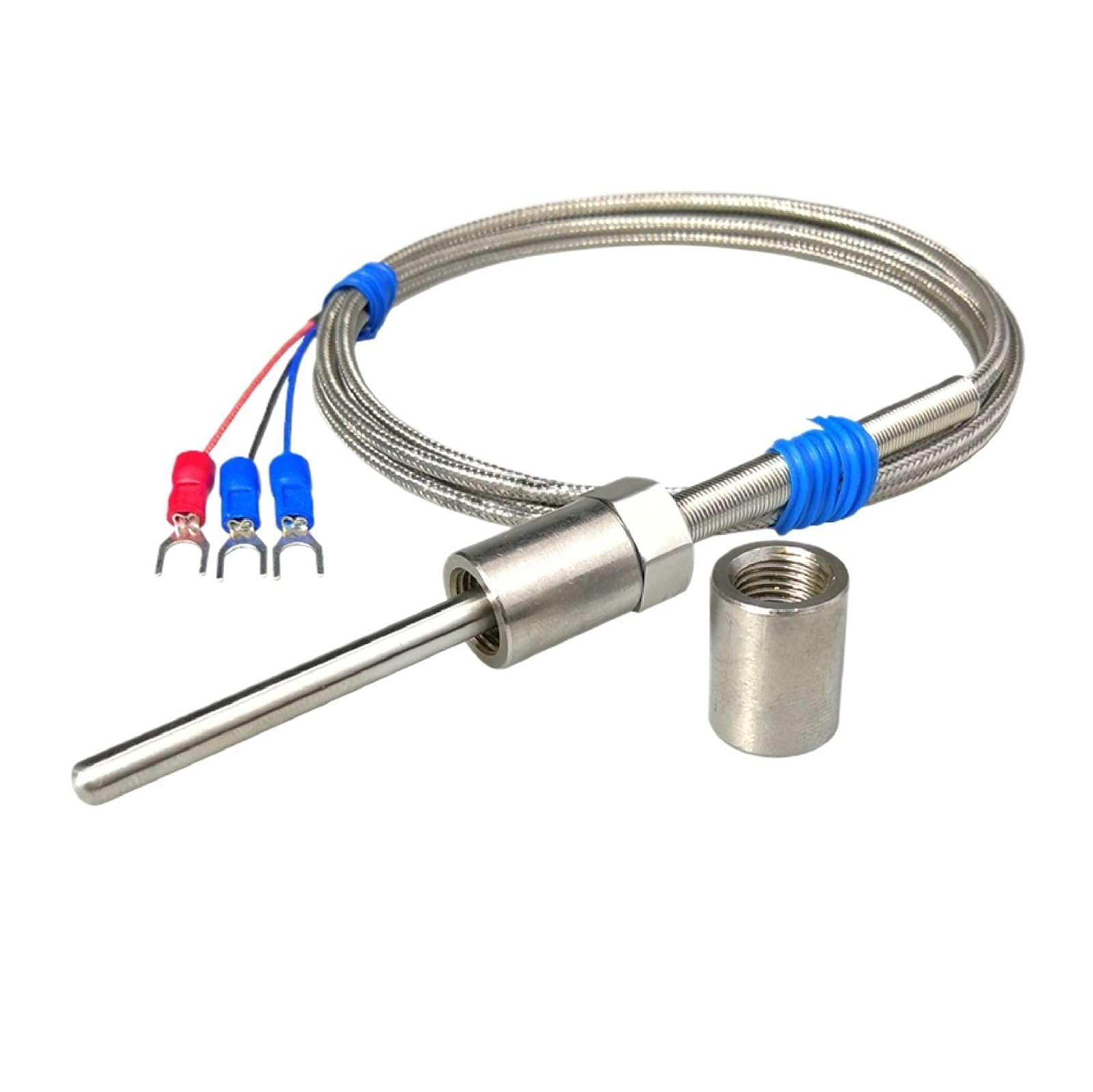 Sonda czujnika temperatury PT100 ze stali nierdzewnej z gwintem przemysłowym (PT3-8-6-100 mm)
