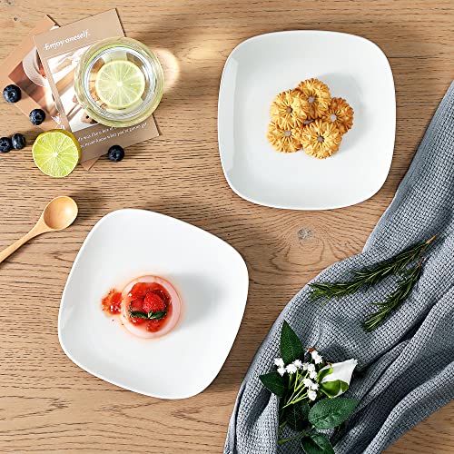 LOVECASA Dessert Plate Set of 6, Porcelain Dinnerware Set Tableware, 7.4inch Snack/Salad/Fruit/Side Plate. (18.8 * 2 cm), White - Image 6