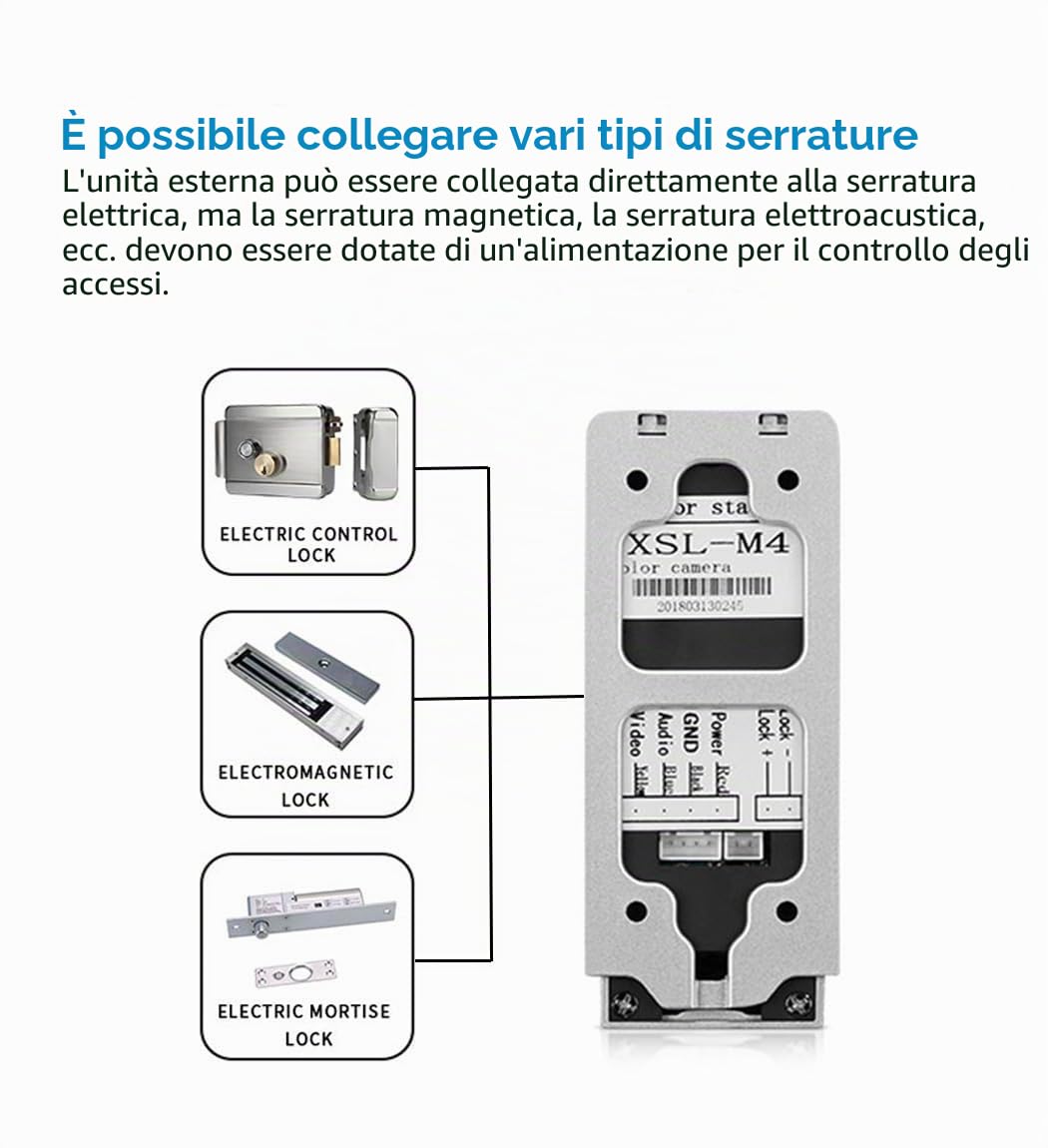 Interfono Video Cablato, Collegato A 4 Fili, Monitor Dotato Di Schermo Lcd Tft Da 7", Telecamera Per Visione Notturna Impermeabile, Sblocco Porta Di Monitoraggio, Audio Video Bidirezionale