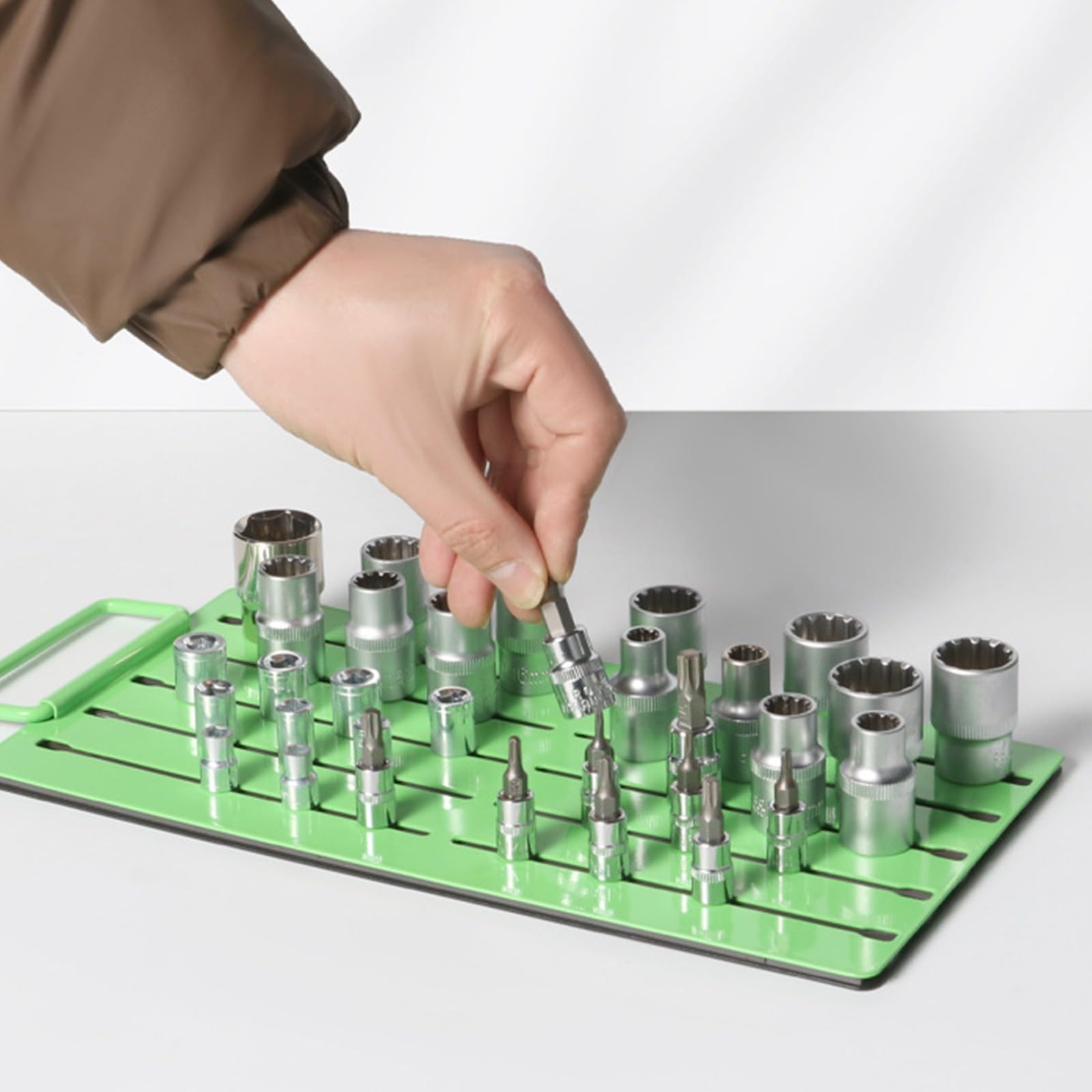 Organizador profesional de metal con imanes fuertes para acceso rápido, almacenamiento de herramientas de garaje, montaje en pared, soporte antideslizante