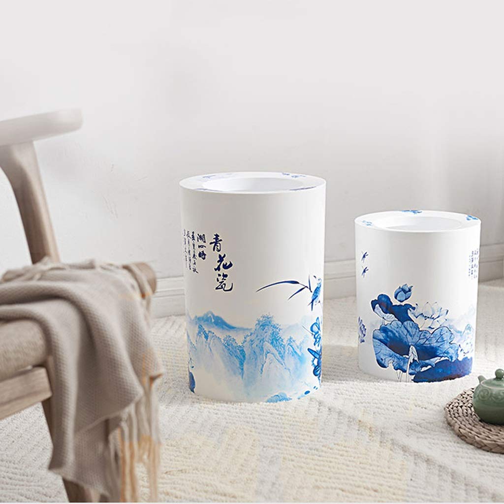 Cubo de Basura La basura de plástico puede sin cubierta con la presión del anillo for el hogar de la sala Salón de té basura grande de Nuevo Chino Can Bote de Basura Baño ( Color : A , Tamaño : 9.6L )