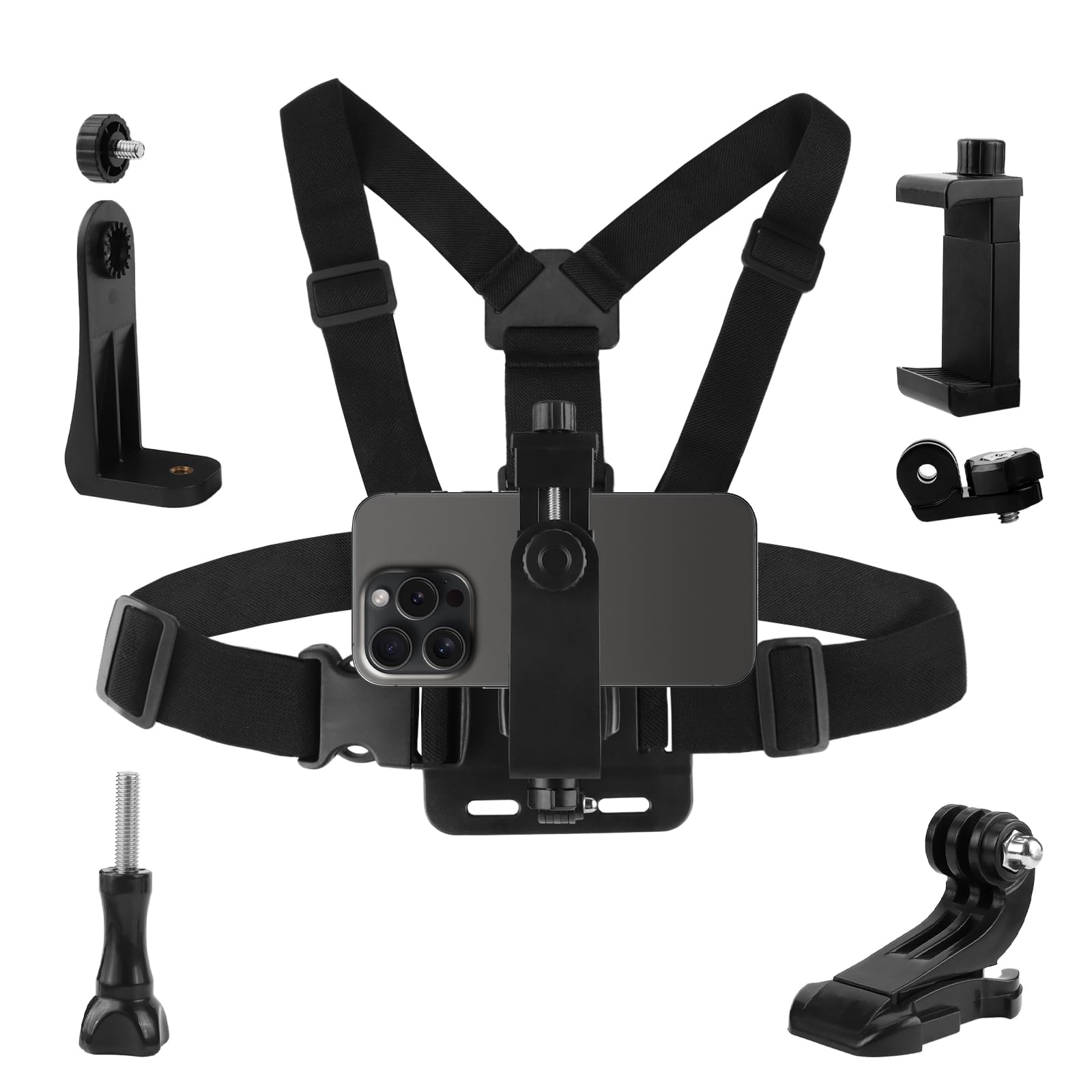 Arnés de Pecho Soporte de Pecho, Soporte Movil Pecho Camara Compatible con GoPro y Smartphone