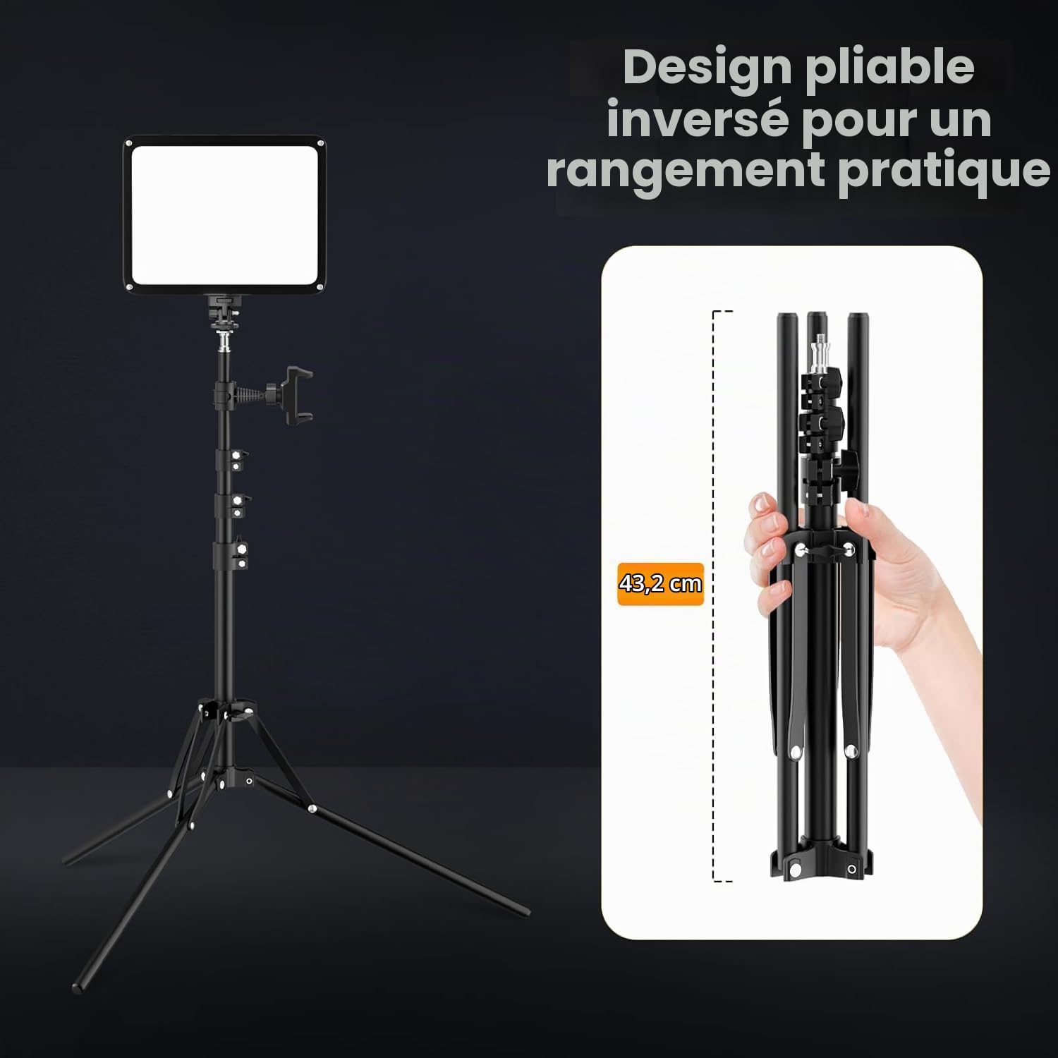 25*20cm Lumiere Photo avec Pare-Soleil Magnétique, EMART 2Pack Panneau LED | d'Éclairage Vidéo 15 W Intensité Réglable(2800K-7000K) Lampe Vidéo pour Streaming en Direct, Youtube et Vlog