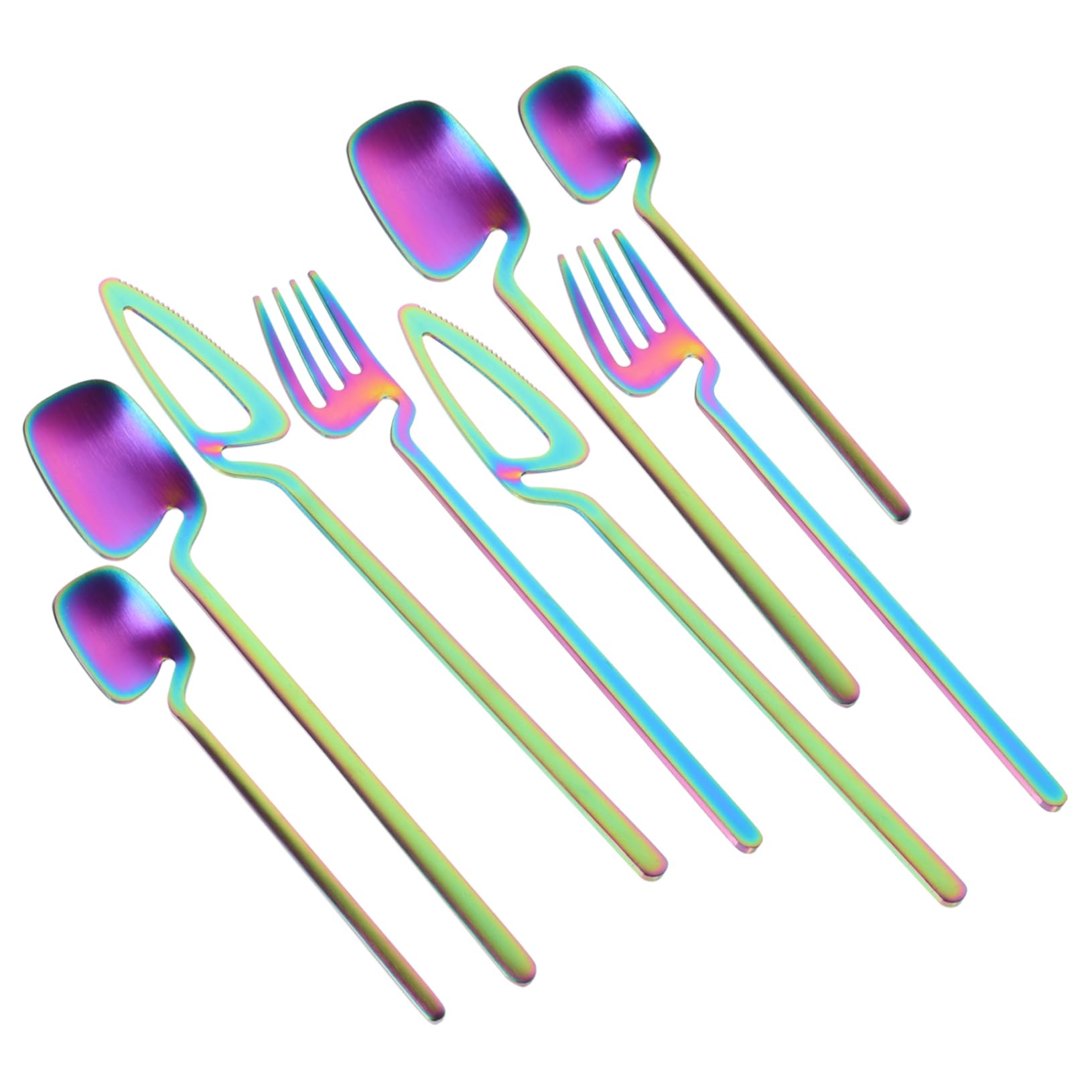 Ciieeo Juego De 8 Cubiertos De Acero Inoxidable Cucharas Cubiertos De Mesa Tenedores De Cocina Reutilizables Utensilios Agitador Tenedor De Postre Cuchara Para Mezclar Cuchara De