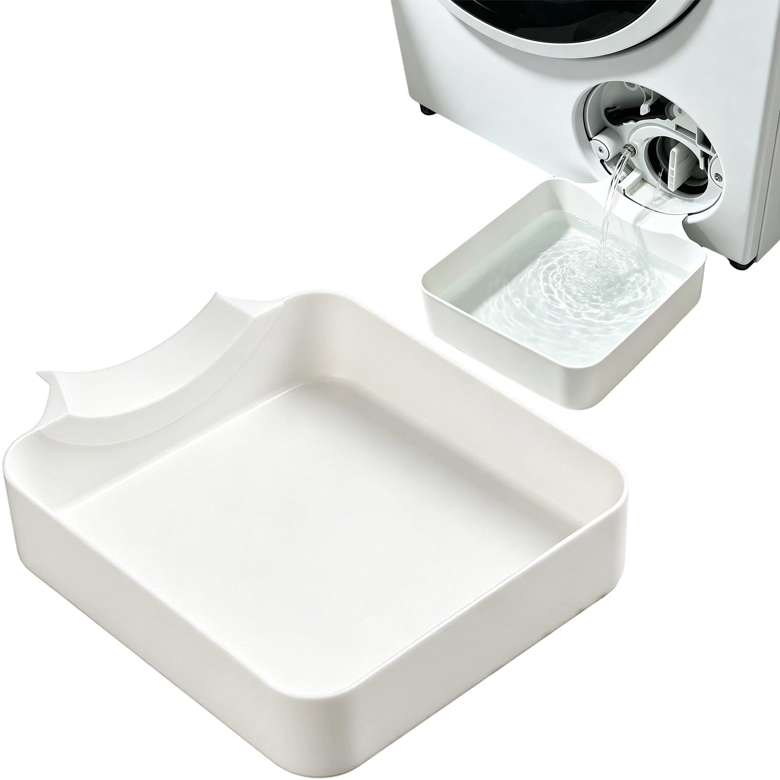 Plastic Drain Pan,Water Catch Tray for Washing Machine for Laundry Rooms (White)