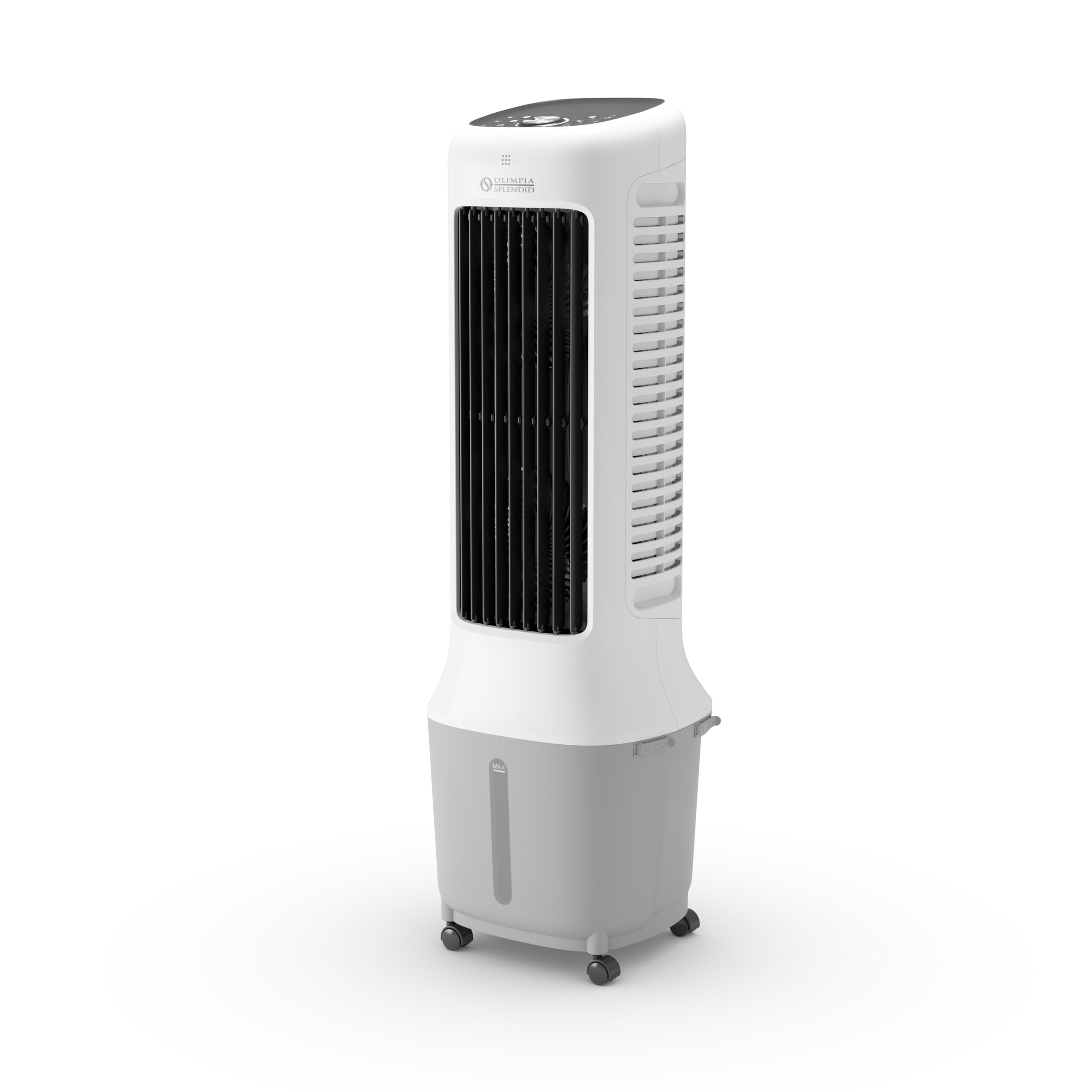 Olimpia Splendid, Peler Tower 10 Raffrescatore Evaporativo a Torre, 10 Litri, Purificatore d'Aria con Pannello Evaporativo, Doppia Ventola, Raffrescamento, Ventilazione, Display Touchscreen