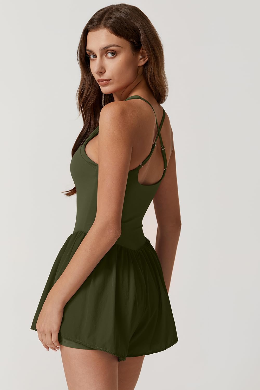 QINSEN Women's Square Neck Sleeveless Romper Jumpsuit Casual Summer One Piece Outfit with Pocket - Image 2