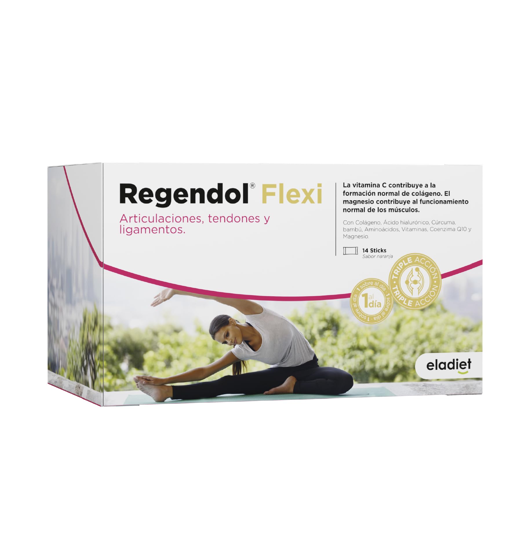 Eladiet Complemento Alimenticio Regendol Flexi - 14 Sticks - Para el Bienestar de Músculos y Tendones - Ayuda a Mantener la Flexibilidad de las Articulaciones - Favorece la Formación del Colágeno