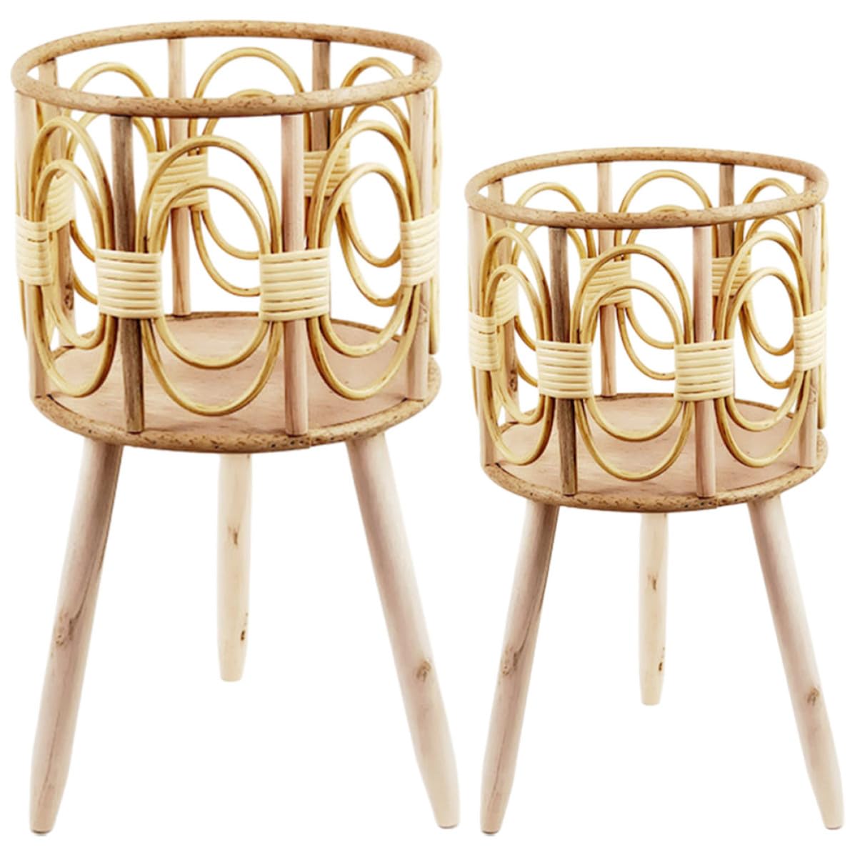 Support de Pot de Fleurs en Bois Naturel 2pcs pour Balcon