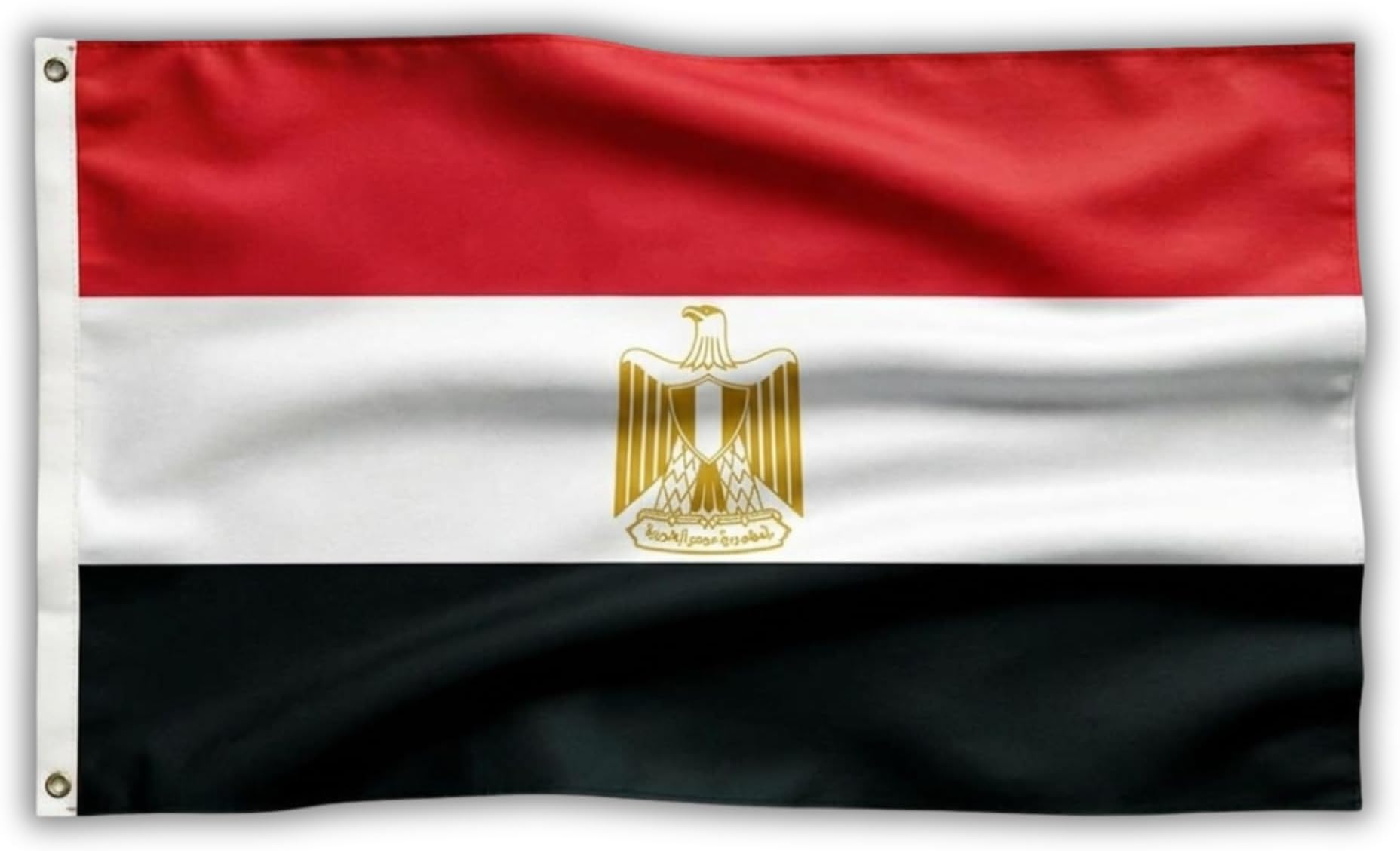 Egypt Flag 5ft x 3ft with Brass Eyelets – Polyester Egyptian Flag Banner for Sports Events, National Celebrations, Home & Garden Display