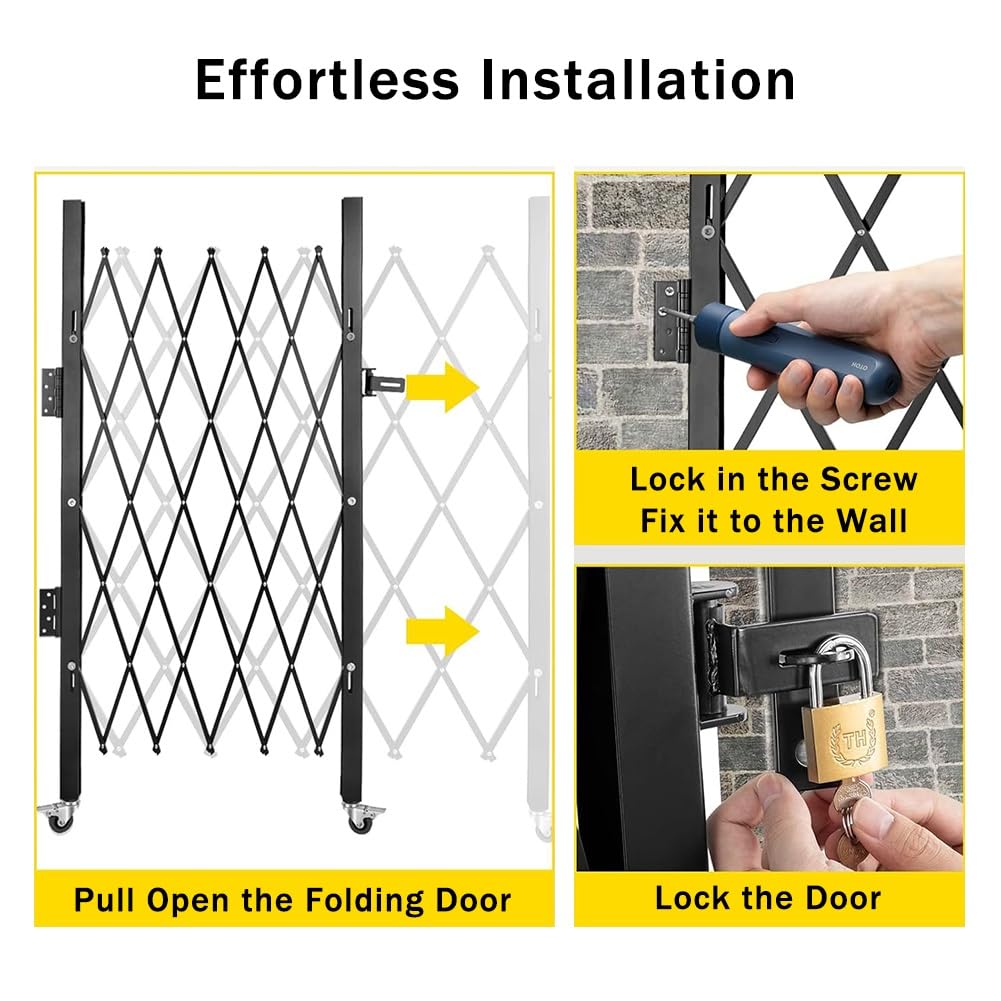 Industrial Barrera Plegable de Seguridad Retráctil con Ruedas para Construcción - Valla de Tráfico Expandible (200,7 x 101,6 cm) - Ideal para Zonas de Trabajo y Seguridad Pública