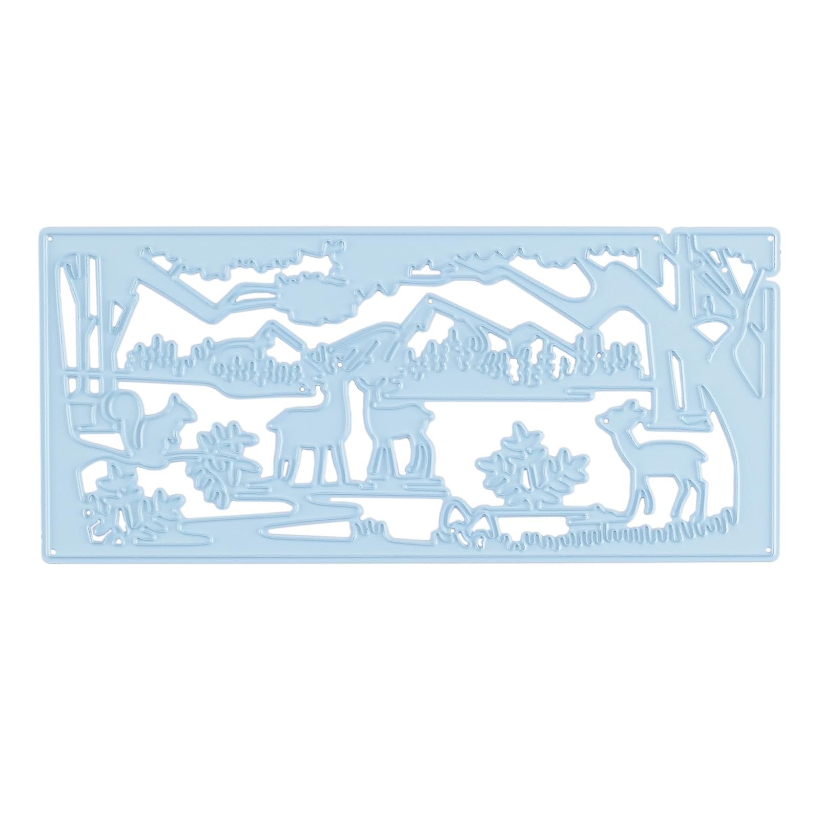 Nellie's Choice Blue Cutting Die Christmas Scene, Reindeer In Forest Shape Die, 14 X 6.4 Cm, Card Making Supplies, Metal Craft Dies For Scrapbooking, Diy And Paper Crafts