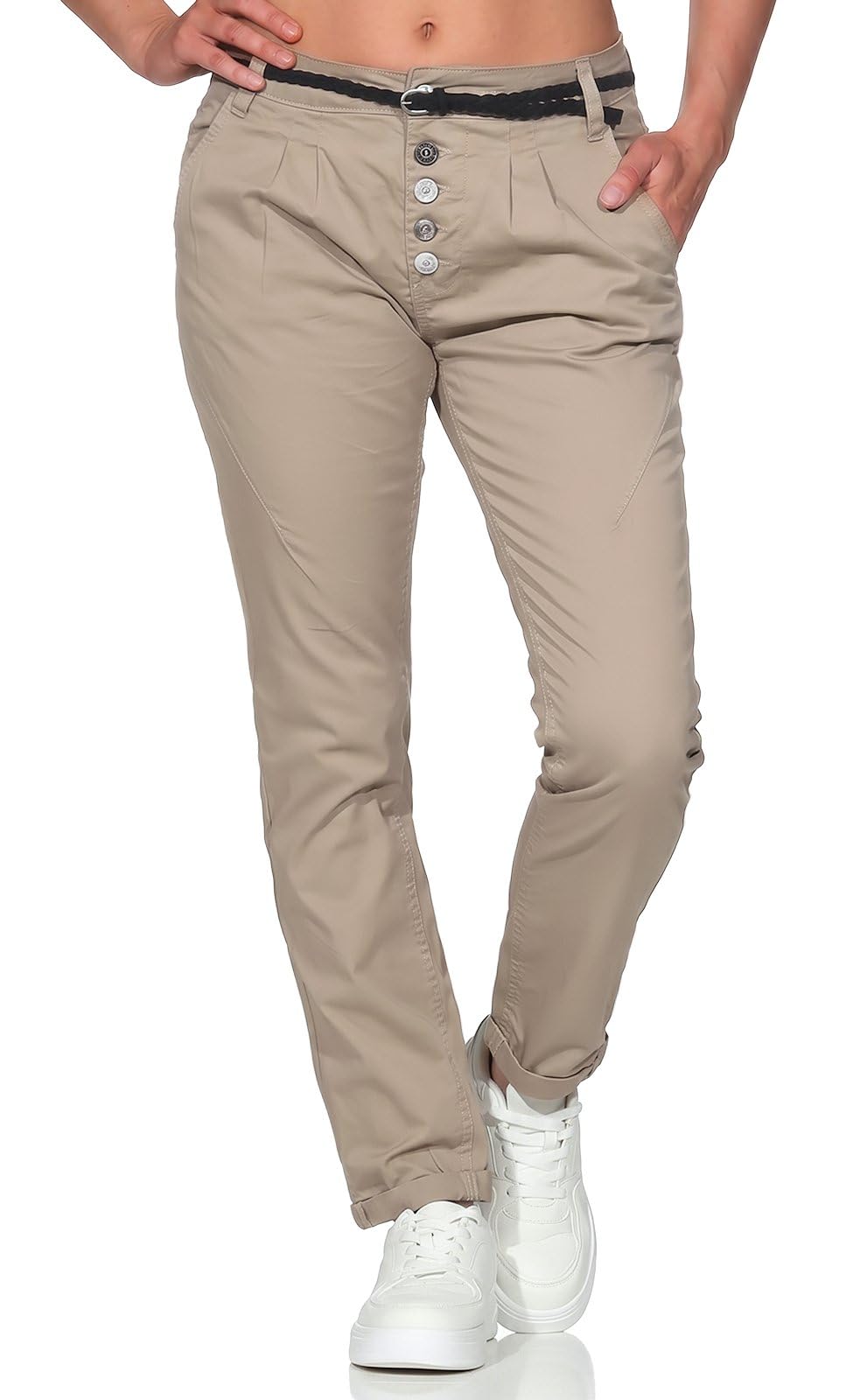 Sublevel Damen Boyfriend Chino Hose LSL-248/LSL-283 inkl. Gürtel