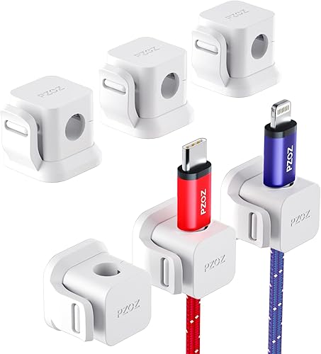 PZOZ Paquete de 6 organizadores de cables, clips de cable de carga adhesivos, organizador de soporte de alambre, gestión de cables USB de carga para