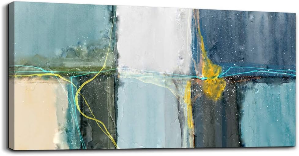 Wall Art for living room Abstract Canvas Prints Artwork bathroom Wall Decor Blue Abstract Watercolor Painting Bedroom Wall Decorations Office Works Mural Art Framed Hotel Home Decoration 20 x 40 inch