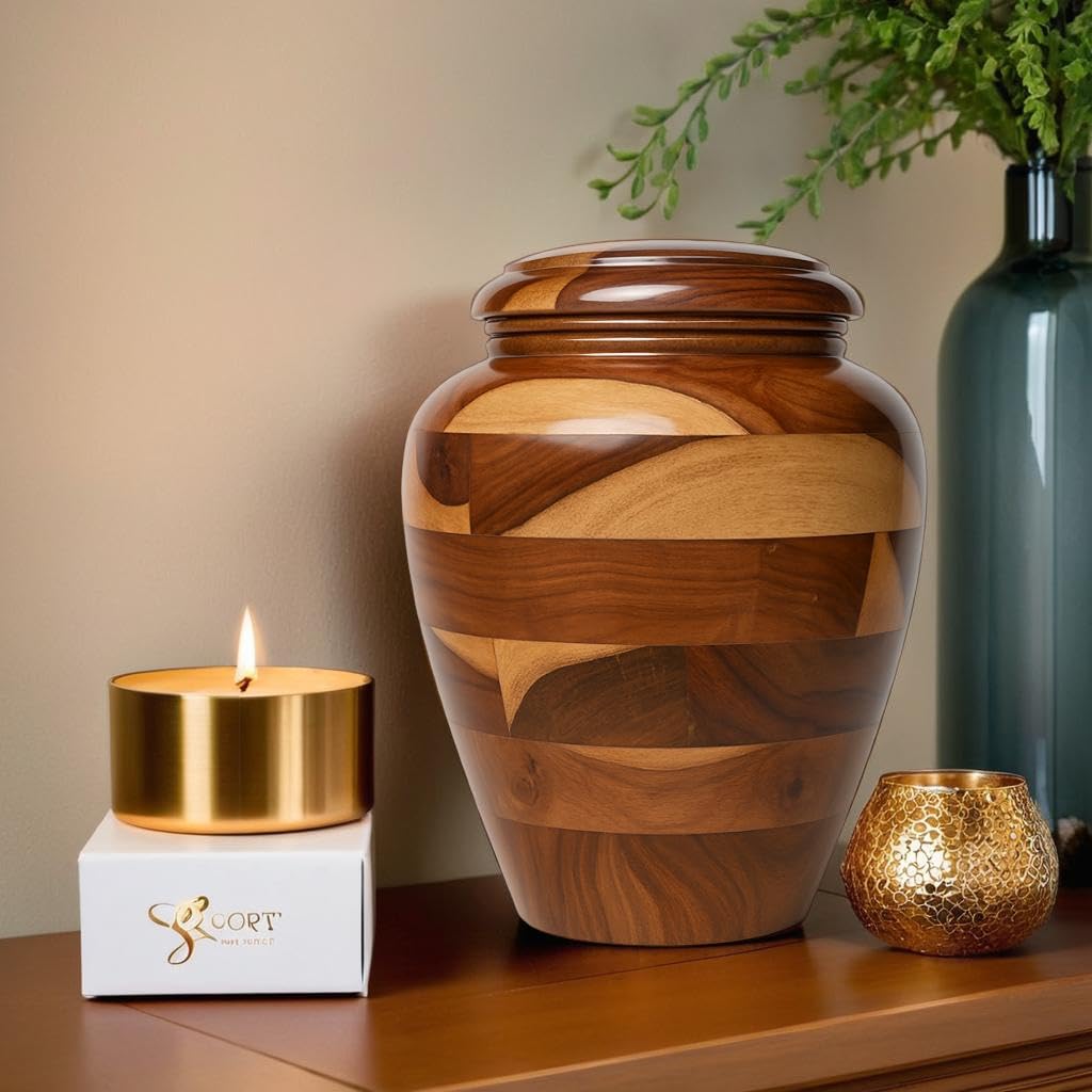 Urna de cremación grande de madera, conmemorativa hecha a mano para cenizas humanas, urna funeraria para adultos para hombres y mujeres (palisandro, grande (200 pulgadas cúbicas))
