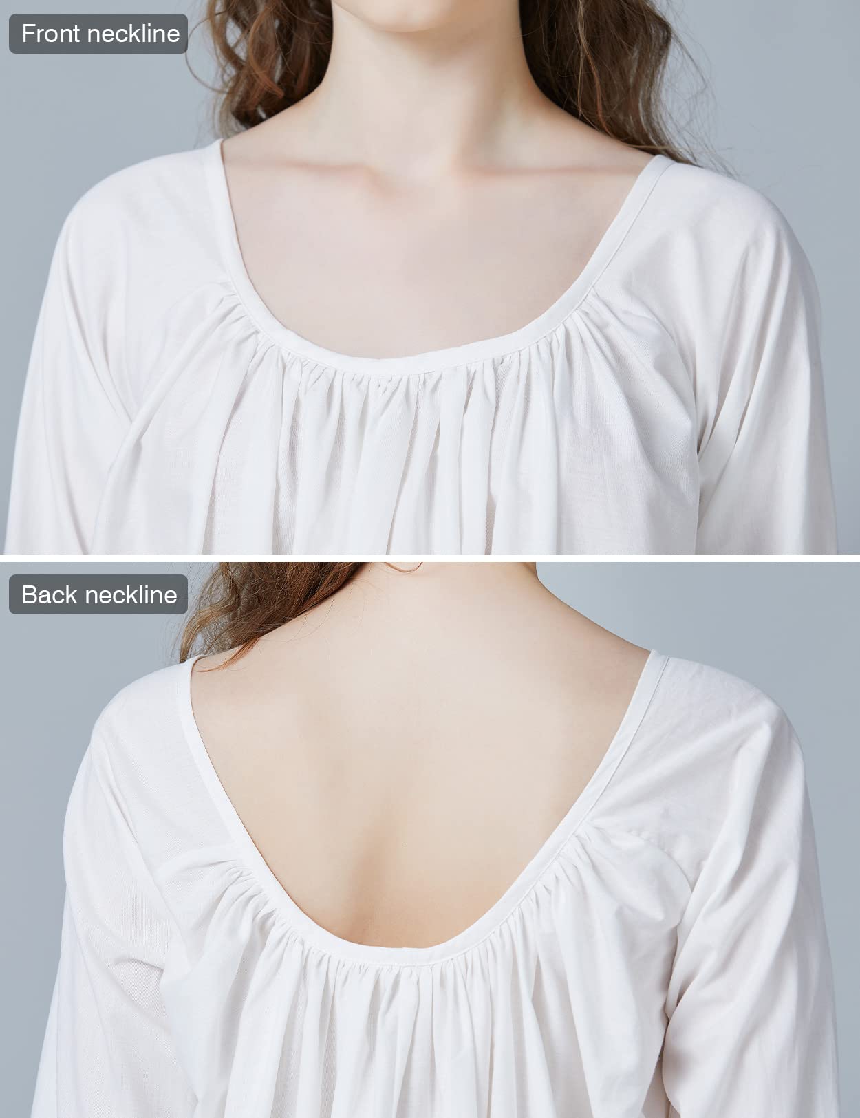 BEAUTELICATE Viktorianisches Nachthemd Langarm 100% Baumwolle Lang Nachtkleid Für Damen Braut Hochzeit Loses Retro Nachtwäsche Elfenbein