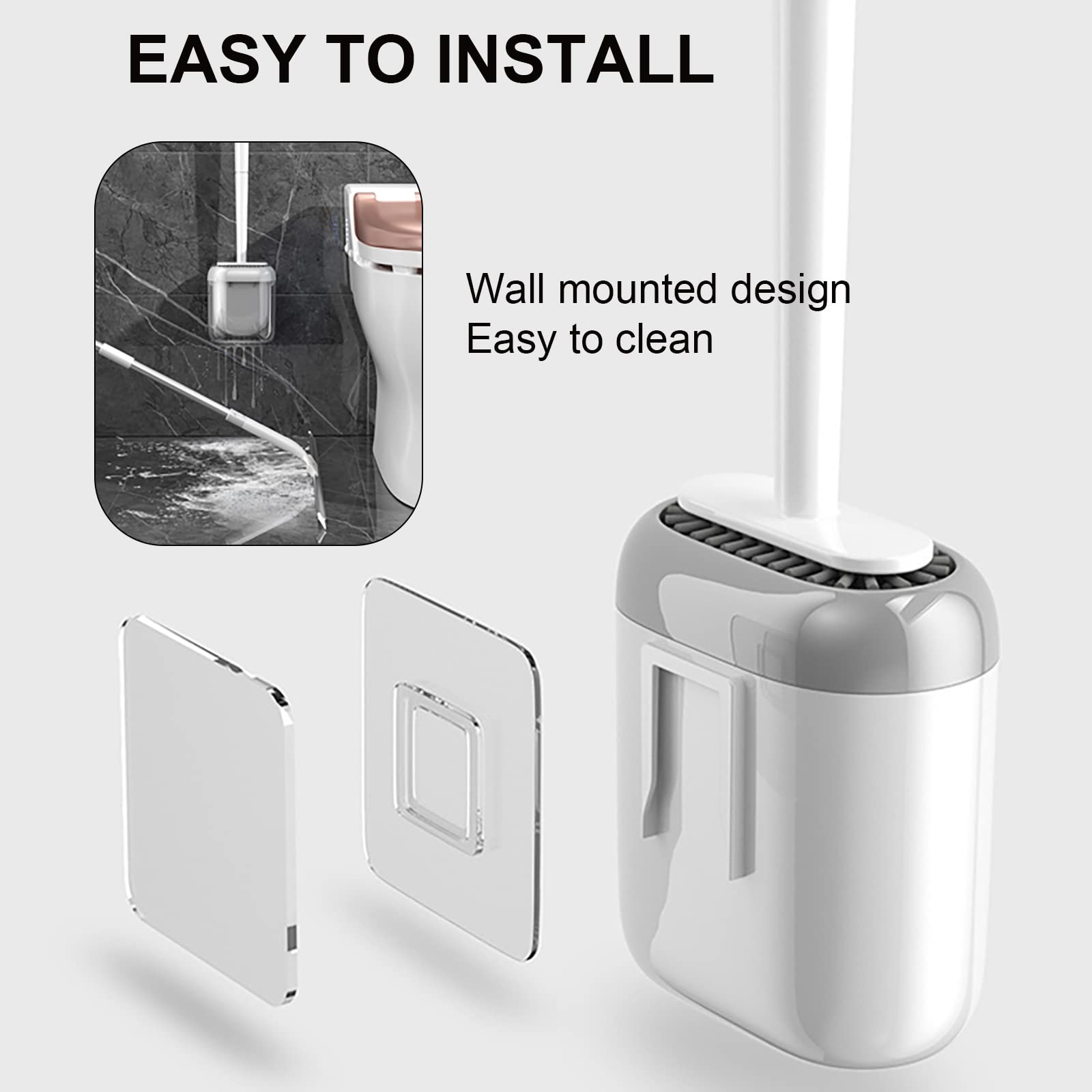 SRHIMEOS Spazzolone WC Silicone, Scopino per WC con Supporto, Scovolino WC in Silicone Morbido, Adatto per Gli Angoli E I Piccoli Spazi tra Le Toilette E Le Pareti