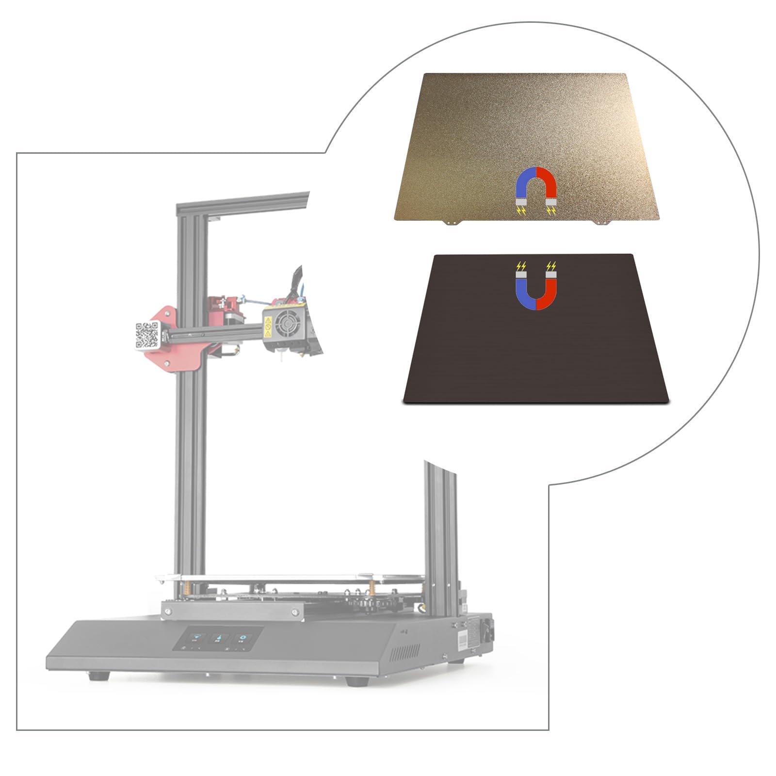 Seitliche 430 x 430 mm, pulverbeschichtete flexible Platte, Befestigung für verbesserten 3D-Druck, hohe Haftung, Druckbett