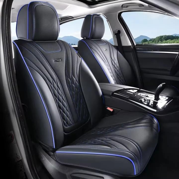 Coverado Car Seat Covers Full Set, 5 Seats Front Seat Cover and Back Seat Covers for Cars, Automotive Seat Covers Nappa Leather Waterproof Seat Covers