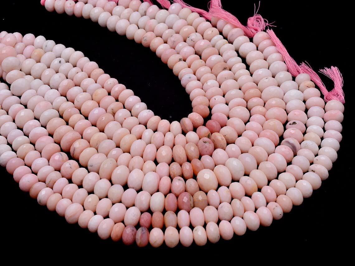 Naturalny wielokolorowy różowy opal 10 mm-12 mm fasetowane koraliki rondelle | sznurek 35 cm | różowy opal półszlachetne koraliki do biżuterii