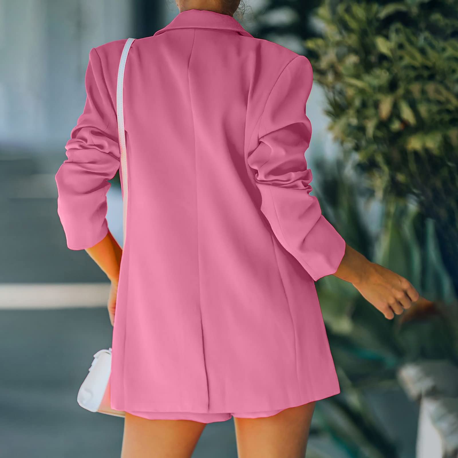Modische Damen Anzugjacke leichtem Strick für Business Freizeit mit elegantem gekerbten Kragen langen Ärmeln