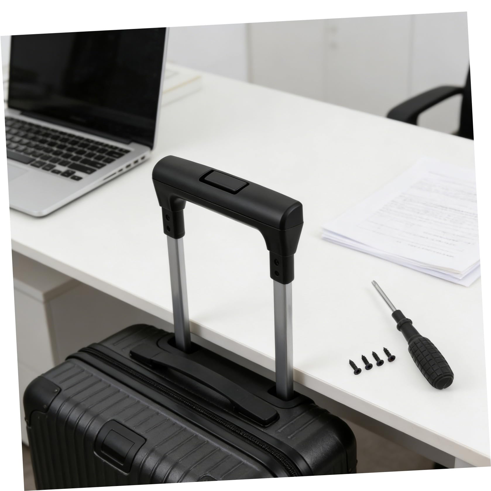 Wysuwany Uchwyt Do Walizki z Mocowaniem Śruby Teleskopowy Uchwyt Do Bagażu Szybka Wymiana i Naprawa Rączki Walizki Podróżnej Czarny Ergonomiczy Typu Trolley