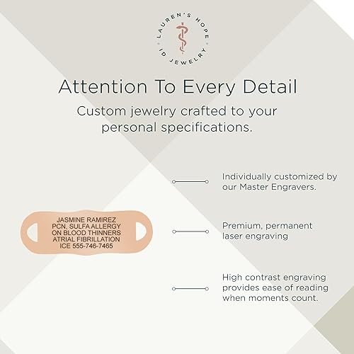 Miniatura 6 de Lauren's Hope Butterfly Meadow - Pulseras de identificación médica en tono dorado, plata y oro rosa para mujer, grabado personalizado,