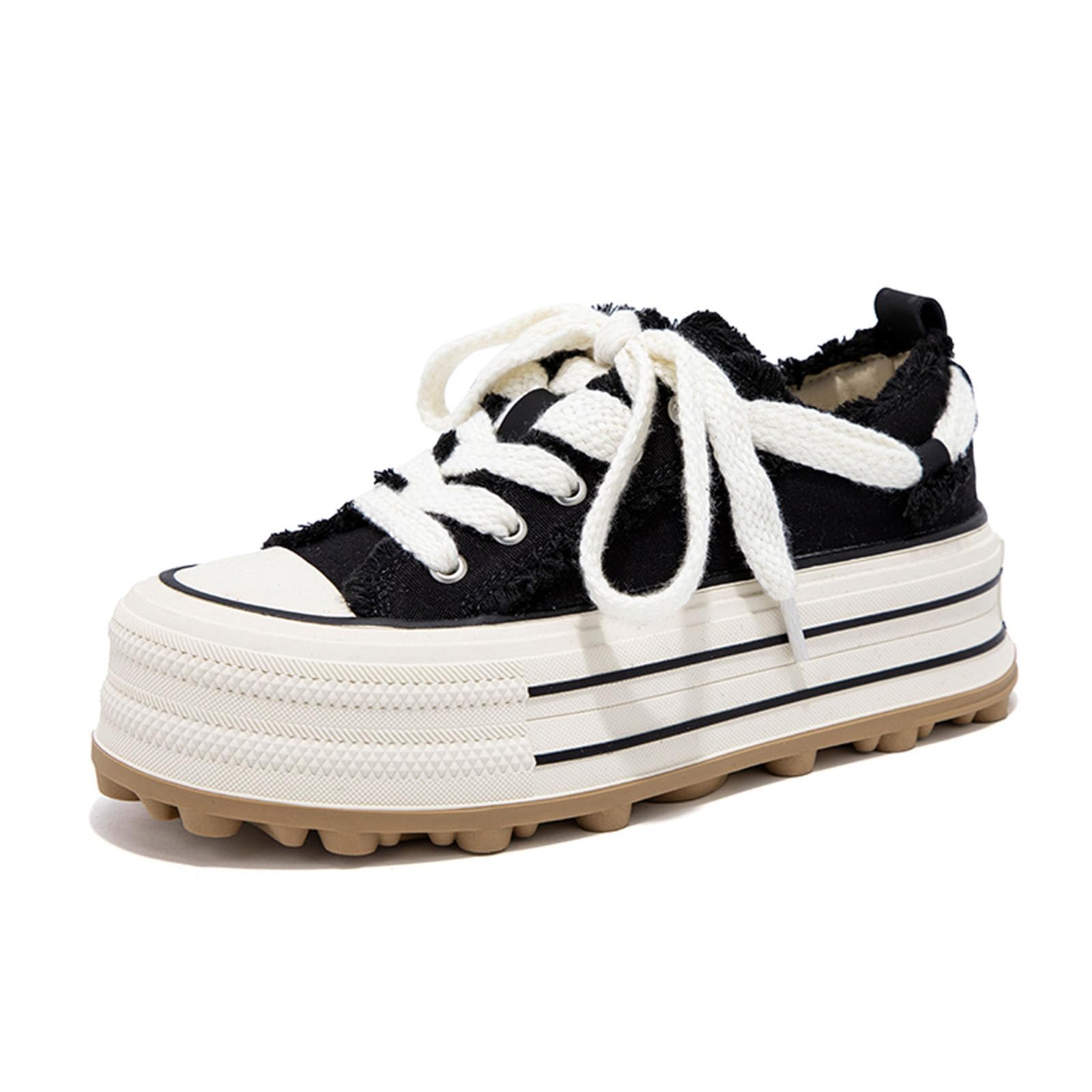 Baskets à plateforme pour femme - Chaussures de tennis classiques en toile - Couleur unie - Baskets tendance - Chaussures de randonnée décontractées