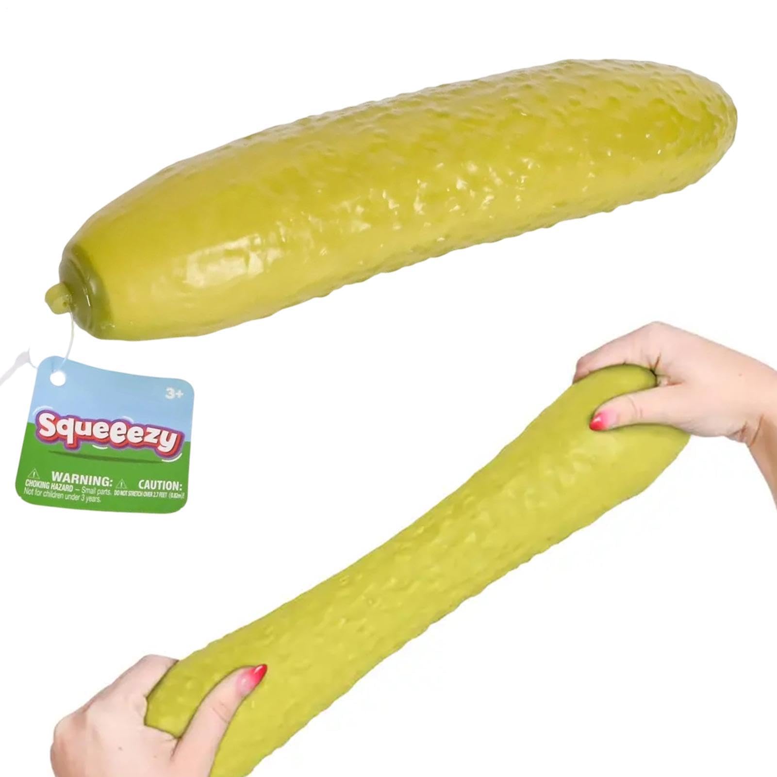 Pickle Squishie, Jumbo Pickle Squishie Toy 25cm Large Squeezy Pickles for Stress Relief, Hand Exercise and Sensory management, Cucumber Design for Office Home and Travel Use