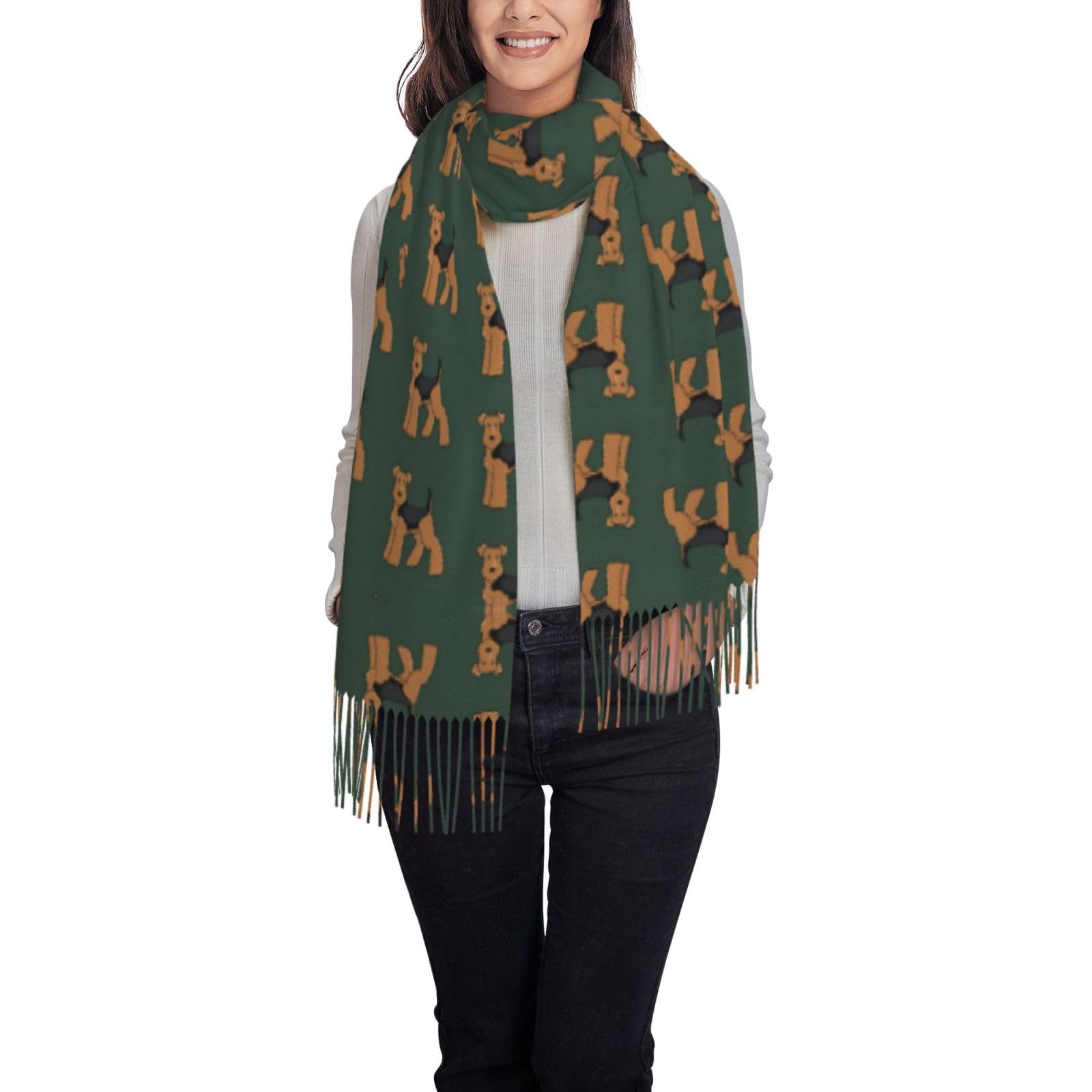 Tcoay Unisex As Picture Women's Shawl Printed Women's Scarf Faux Cashmere Scarf,Welsh Terrier