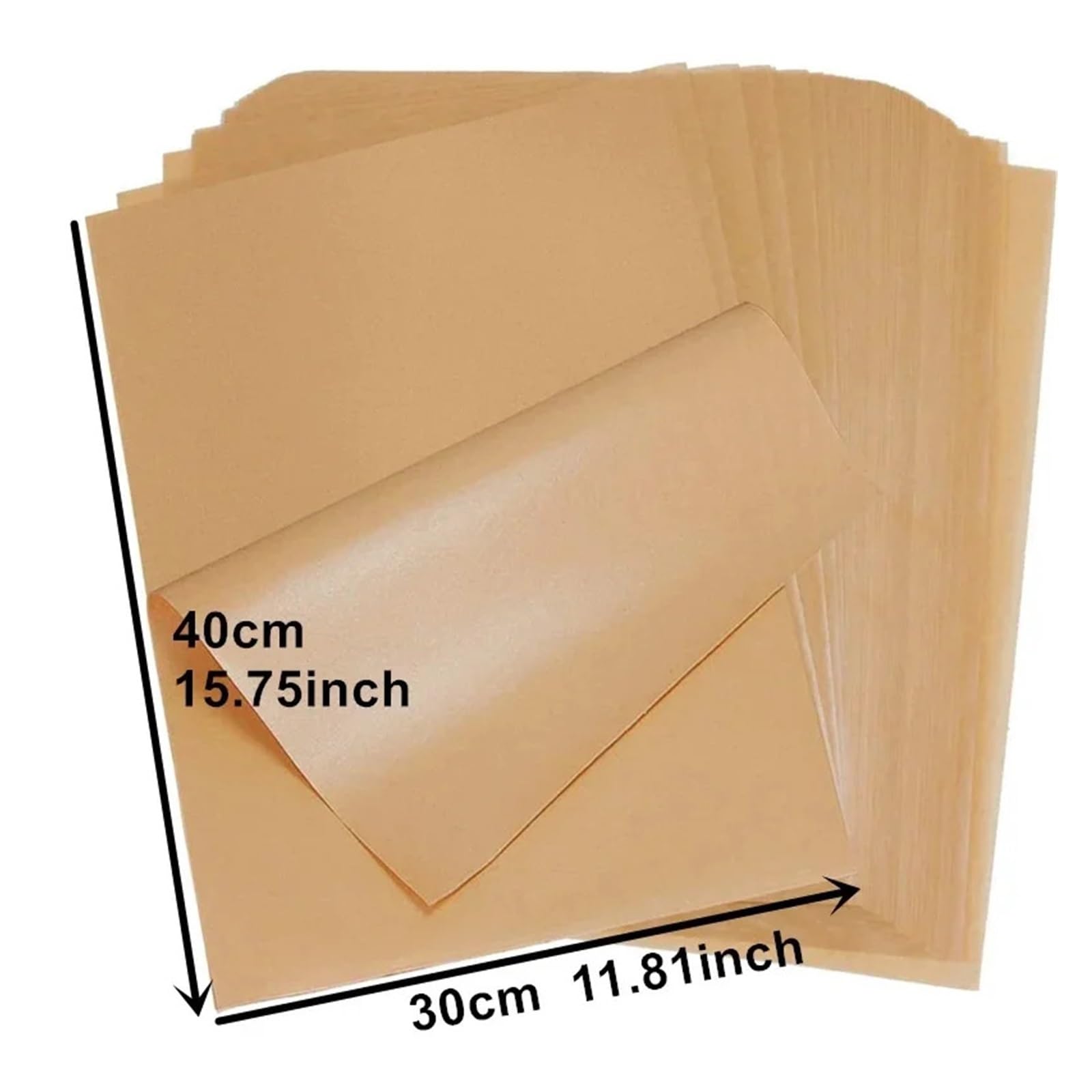 100 Uds. Bandejas de papel for hornear, revestimiento antiadherente for horno, hoja for barbacoa(100Pcs 30x40cm)