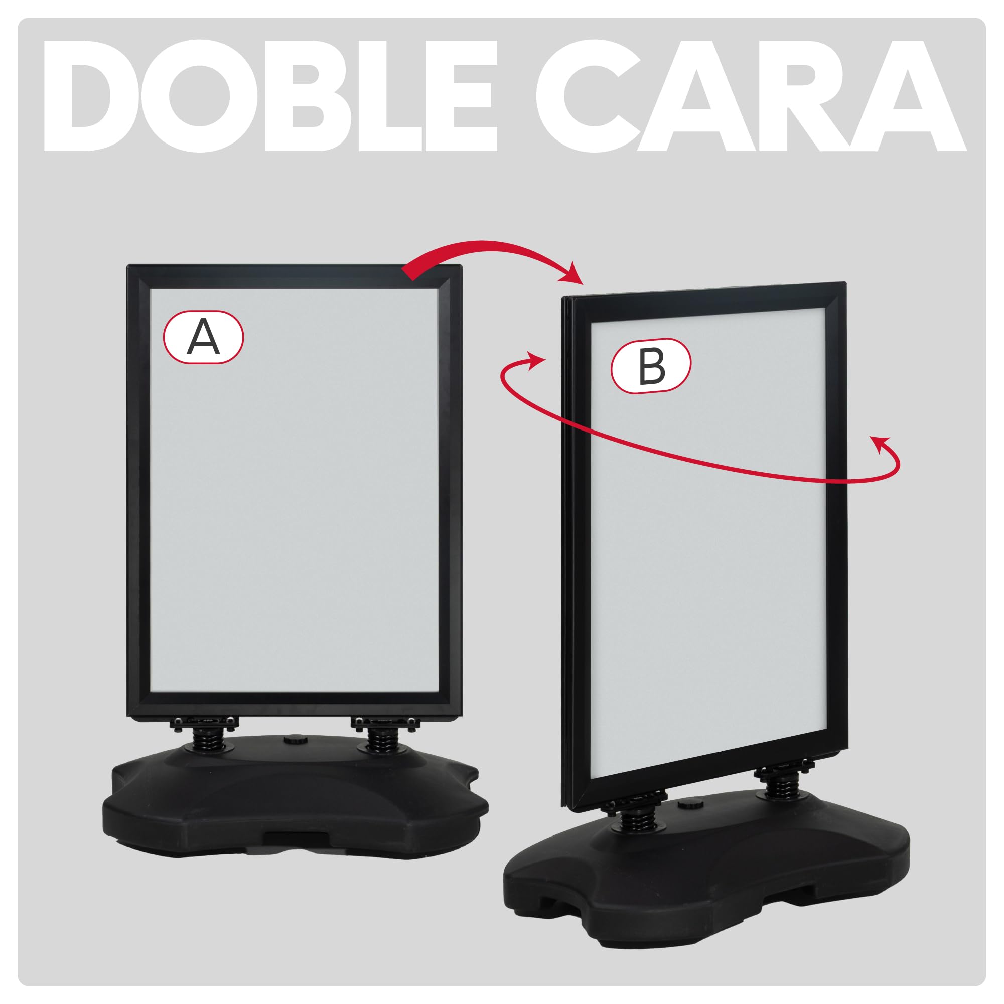 Soporte para Carteles Doble Cara | Expositor de Póster con Marco de Aluminio | Caballete con Base Rellenable y Ruedas | Soporte Publicitario Interiores y Exteriores (Negro, B1(70x100cm))