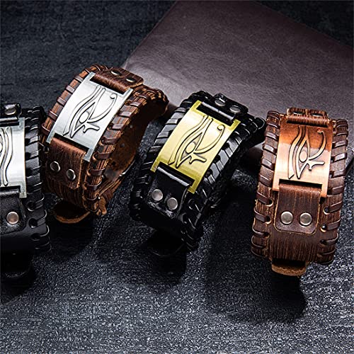 Image of GelConnie Viking Bracelet Punk Leather Cuff Bracelet Gothic Leather Wristband Bracelet with Nordic Amulet Scandinavian Talisman Celtic Pagan Jewelry