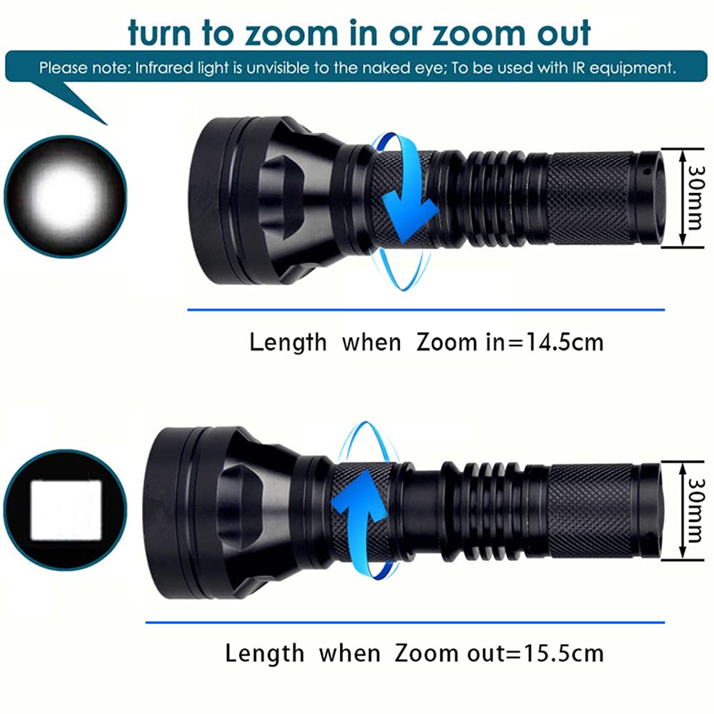 940nm Infrared Illuminator Flashlight, VCSEL LED 300m Adjustable