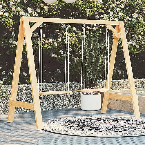 木 スイング シート ブランコ フレーム付き ジャングルジム・ブランコ 椅子大人の吊りロッキングチェア家庭用木製 ガーデンファニチャー 大型 おもちゃ 遊具 組み立てが簡単 耐久 ハンギング 腐敗を防ぐ木材 最大耐荷重約120kg 二人乗り B