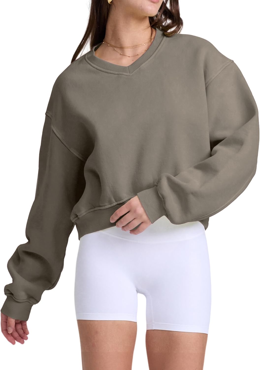 Hatant Sweatshirt for Women Acid Wash Athletic Hoodie Heritage Fleece V-neck Long Sleeve Hoodie Fleece Women Sweatshirt - Image 2