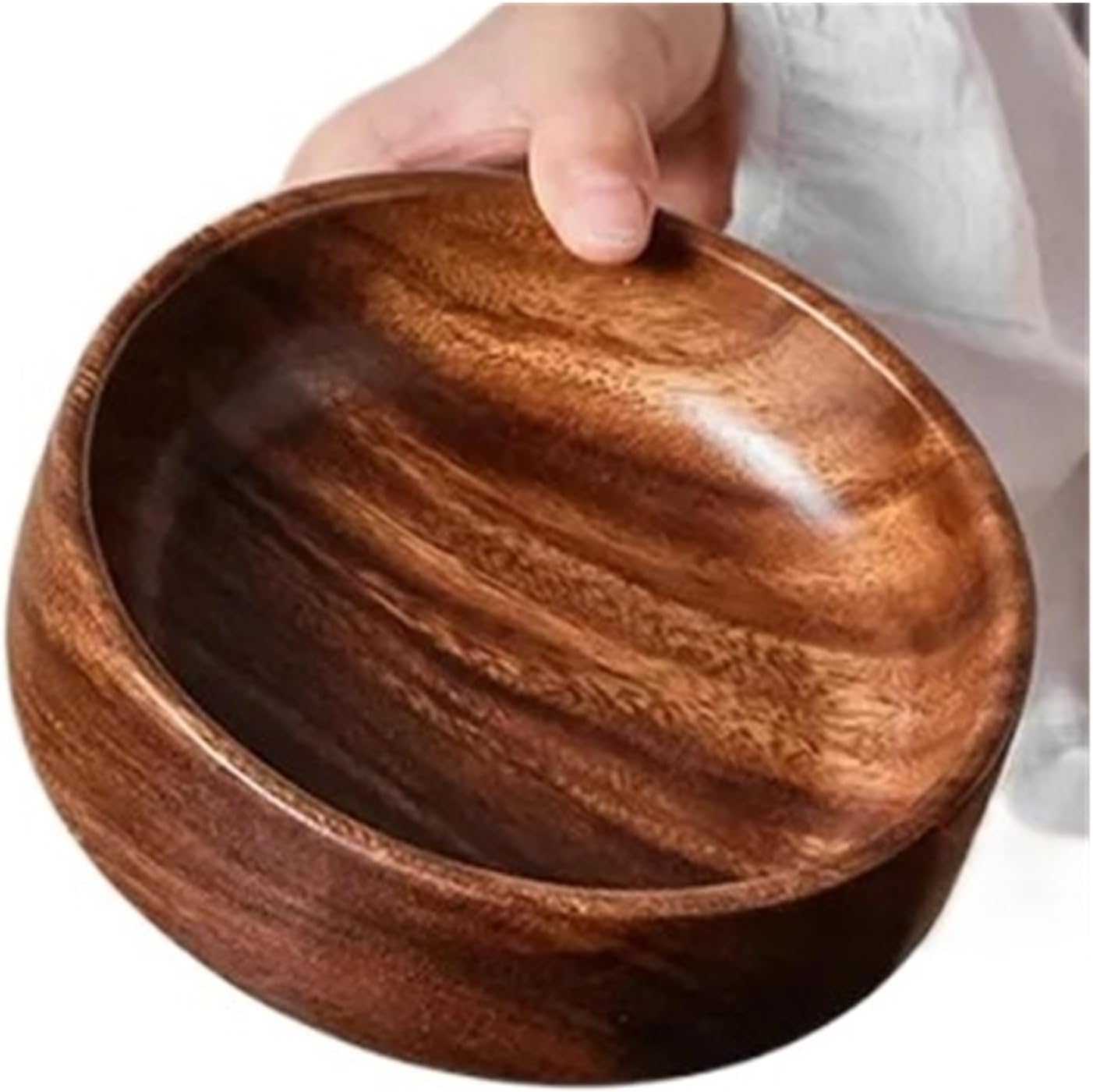 Solid Wood Bowl Walnut Creative Wooden Salad Fruit Vintage Storage Home Kitchen Utensils(20cm)