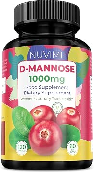 D Mannose 120 Capsules, 1000 mg per Dose, Promotes Urinary Tract Health, Natural Vegan UTI Defence by NUVIMI