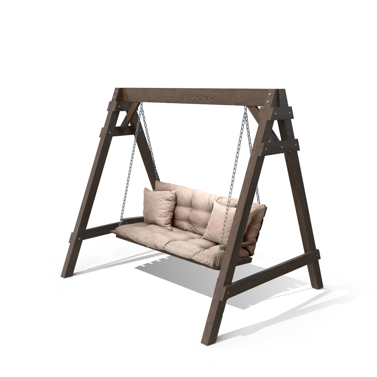 Cuscino Dondolo Da Giardino 3 Posti 160x50x60 - Per Divanetto, Panca, Pallet - Con 2 Cuscini 45x45 cm - Resistente Alla Muffa E All'umidità - Base antiscivolo, Imbottitura spessa - Beige