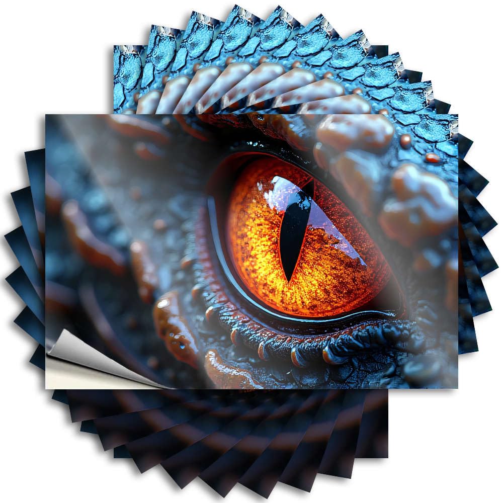 Decal Winter, Fishing Helmet A Close-up of A Fiery Red Dragon Eye. | Coffee Bar Decor(12X18CM)