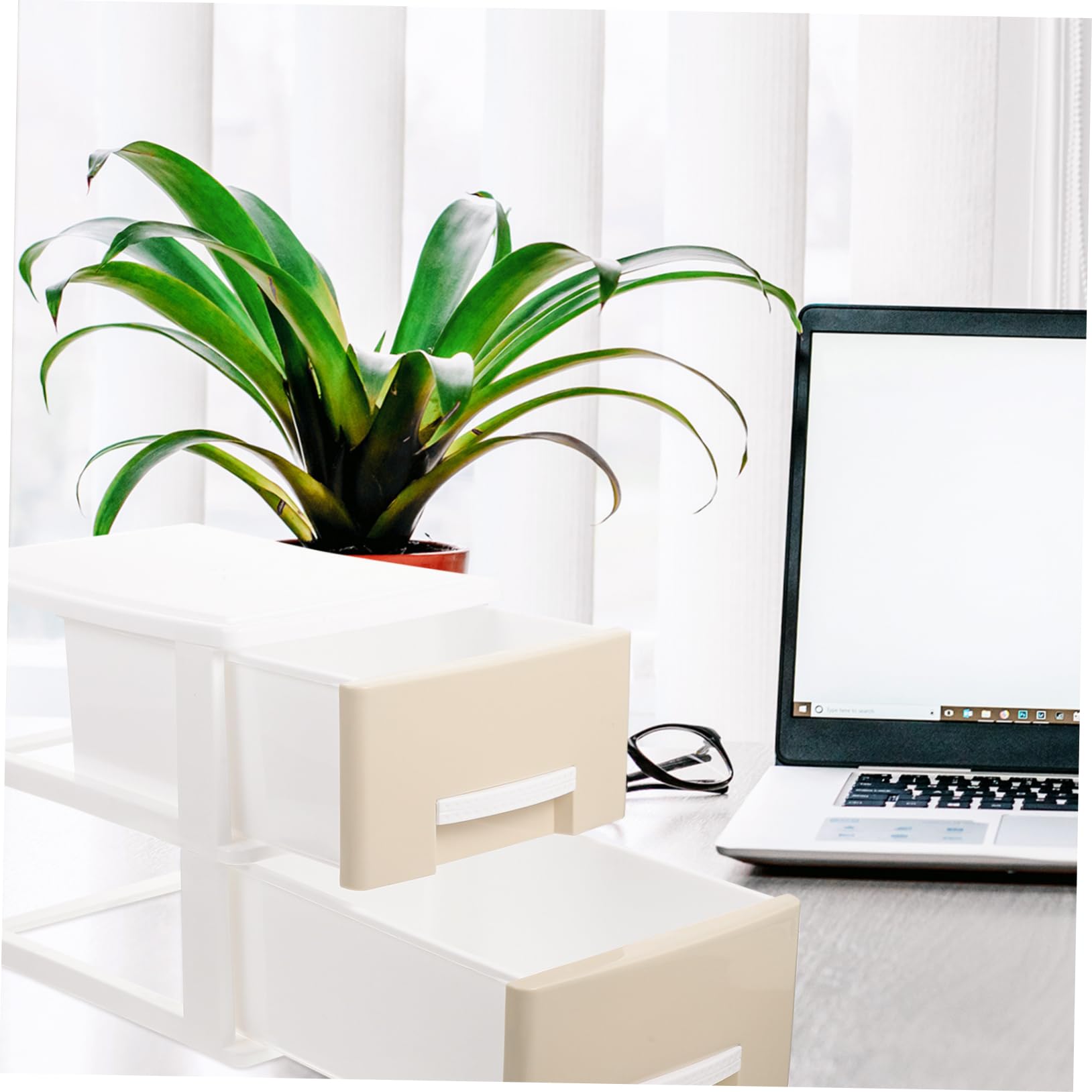 Scatola Portaoggetti da Scrivania a Due Livelli Cassetti | Colore Kaki, Plastico Resistente, Struttura Multiuso, Adatta per Desktop e Housewarming