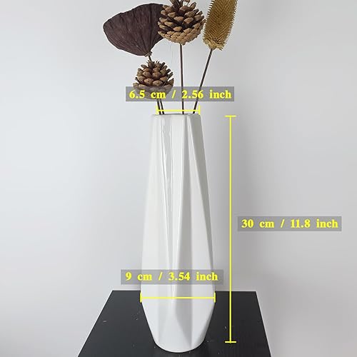 Miniatura 2 de DOCFLVAS Florero de cerámica blanca de 12 pulgadas de alto, florero blanco para decoración del hogar para hierba de las pampas, jarrones modernos