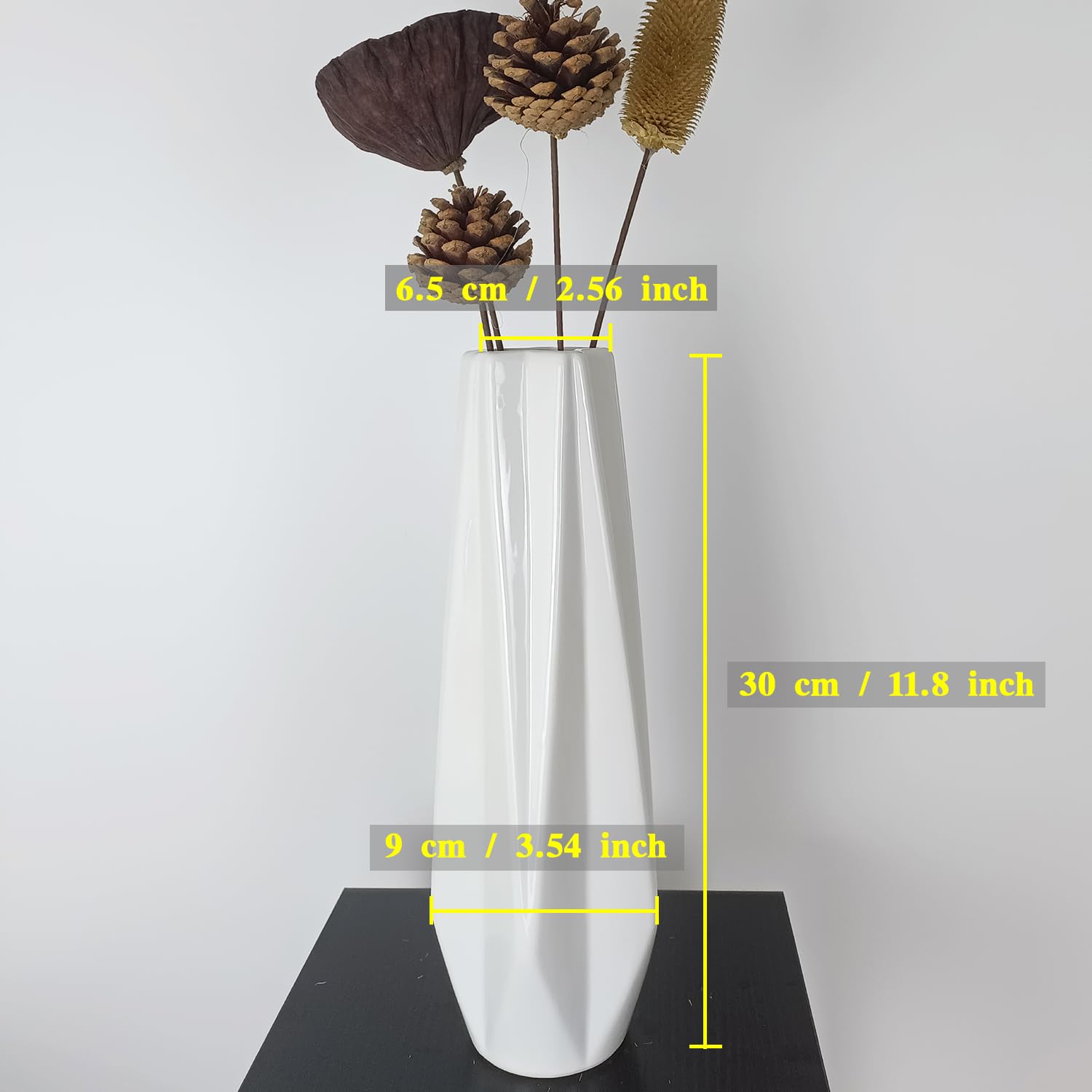 DJYY White Ceramic Vase, 12 Inch Tall Modern Decorative Vase for Pampas Grass Minimalist Flower for Home Decor Table Centerpieces - Image 4
