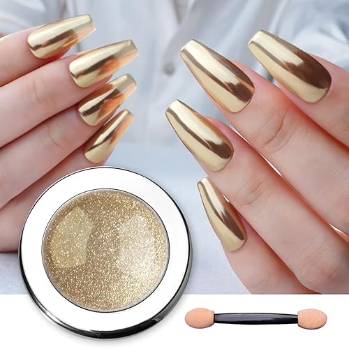 Pretty Diva Chrome Nail Powder - Champagne Gold Mirror Effect