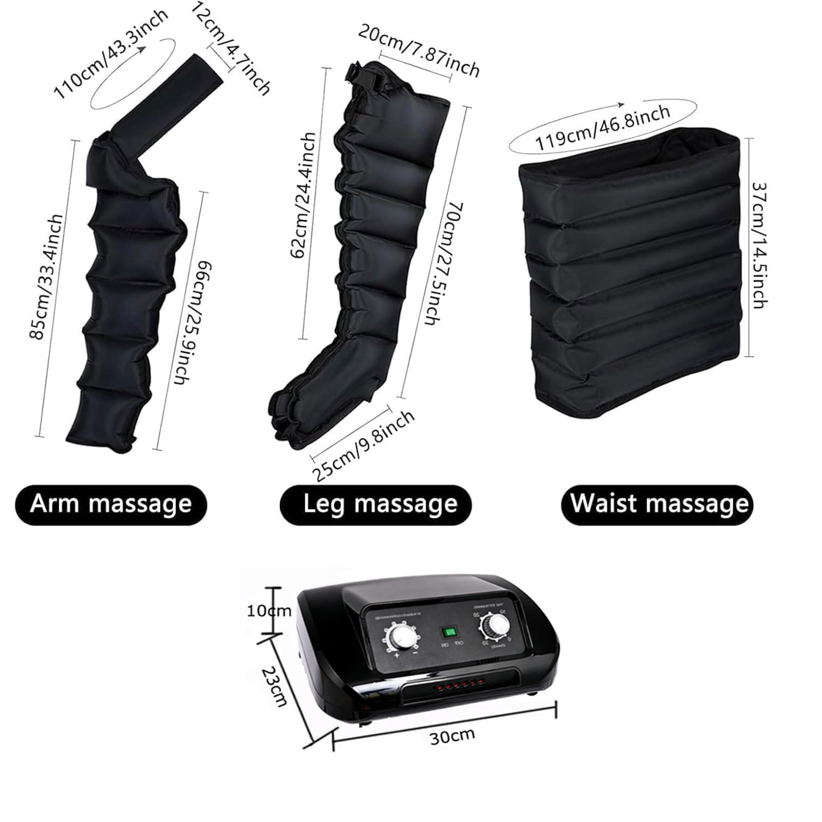 6 Camere Massaggiatore Muscolare, Massaggiatore Elettrico a Compressione d'Aria con Pressione Temporale Regolabile, Pressoterapia per Casa per Gambe, Rilassamento Muscolare