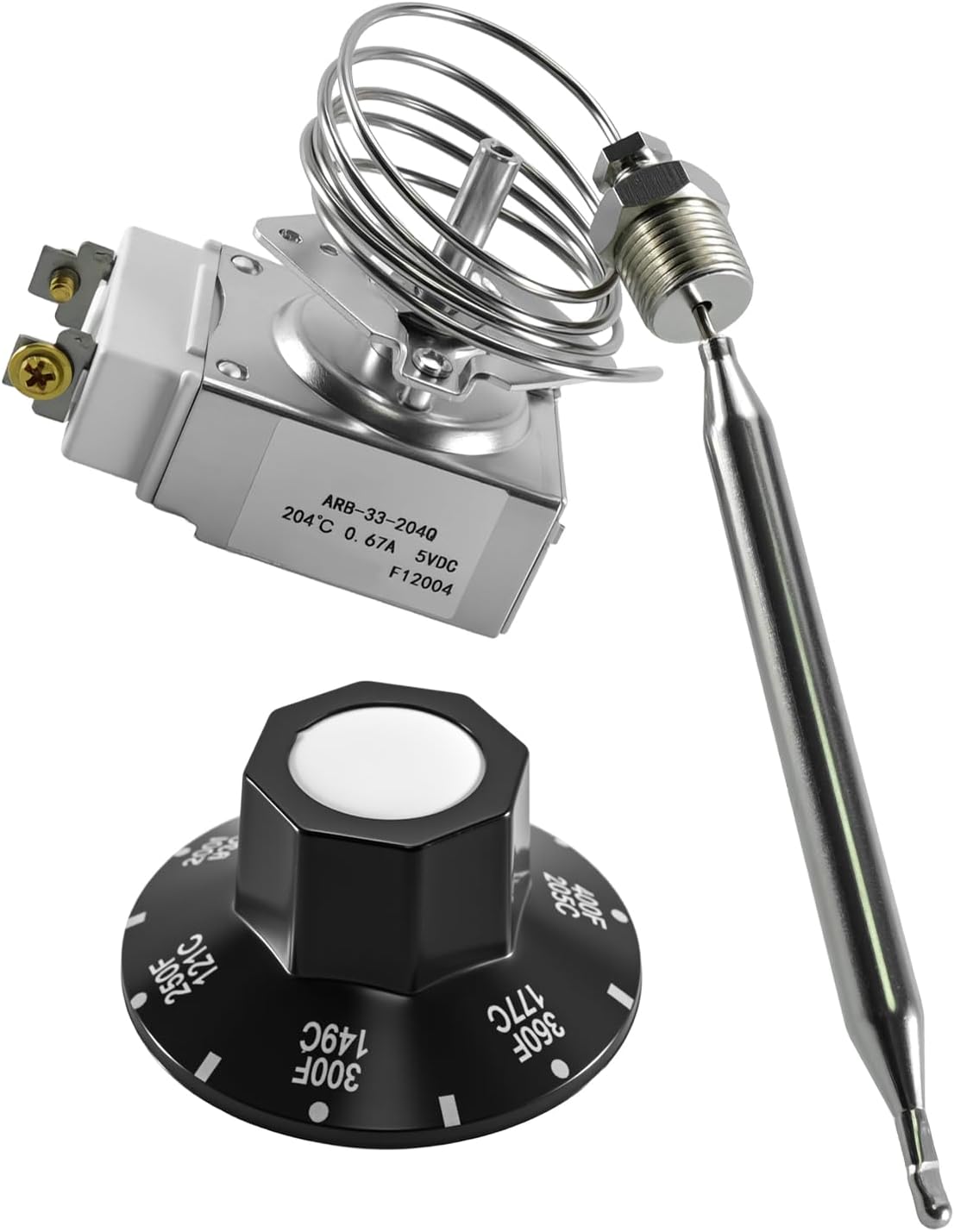 3/8" MPT Stuff Box Thermostat for Deep Fryer Fit for Adcraft Imperial UNI-LINE Avantco Atosa 301030004 Robertshaw RX-2-24, Millivolt Control 200-400F Replace 00-272582-00001 272582-1 00-411506-00008