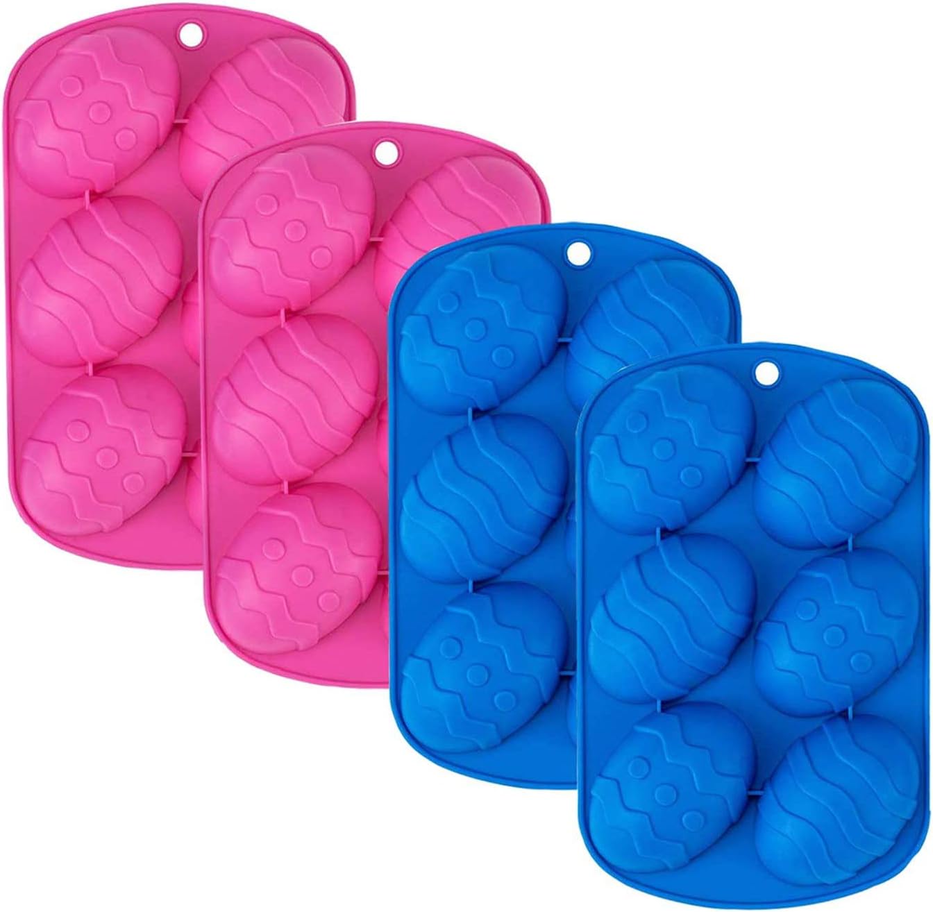 Medoore 4 Pack Easter Egg Shape Silicone Treat Mold, Easter Silicone Mold for Chocolate, Candy, Baking Muffin, Cupcake, Jello, Soap, Bath Bomb, Ice Cube